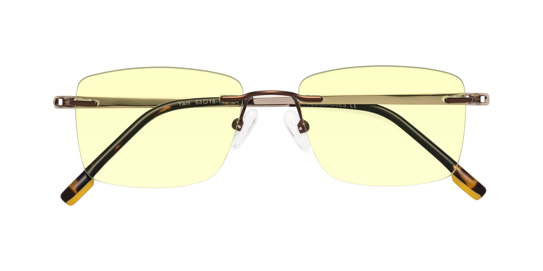 Folded Front of Yam in Brown-Gold with Light Yellow Tinted Lenses