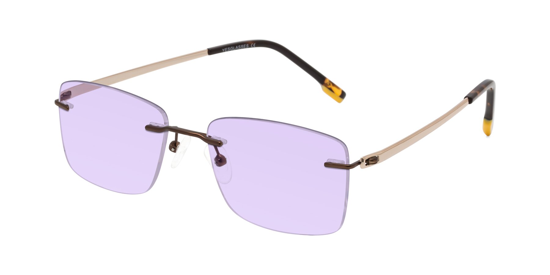 Angle of Yam in Brown-Gold with Light Purple Tinted Lenses