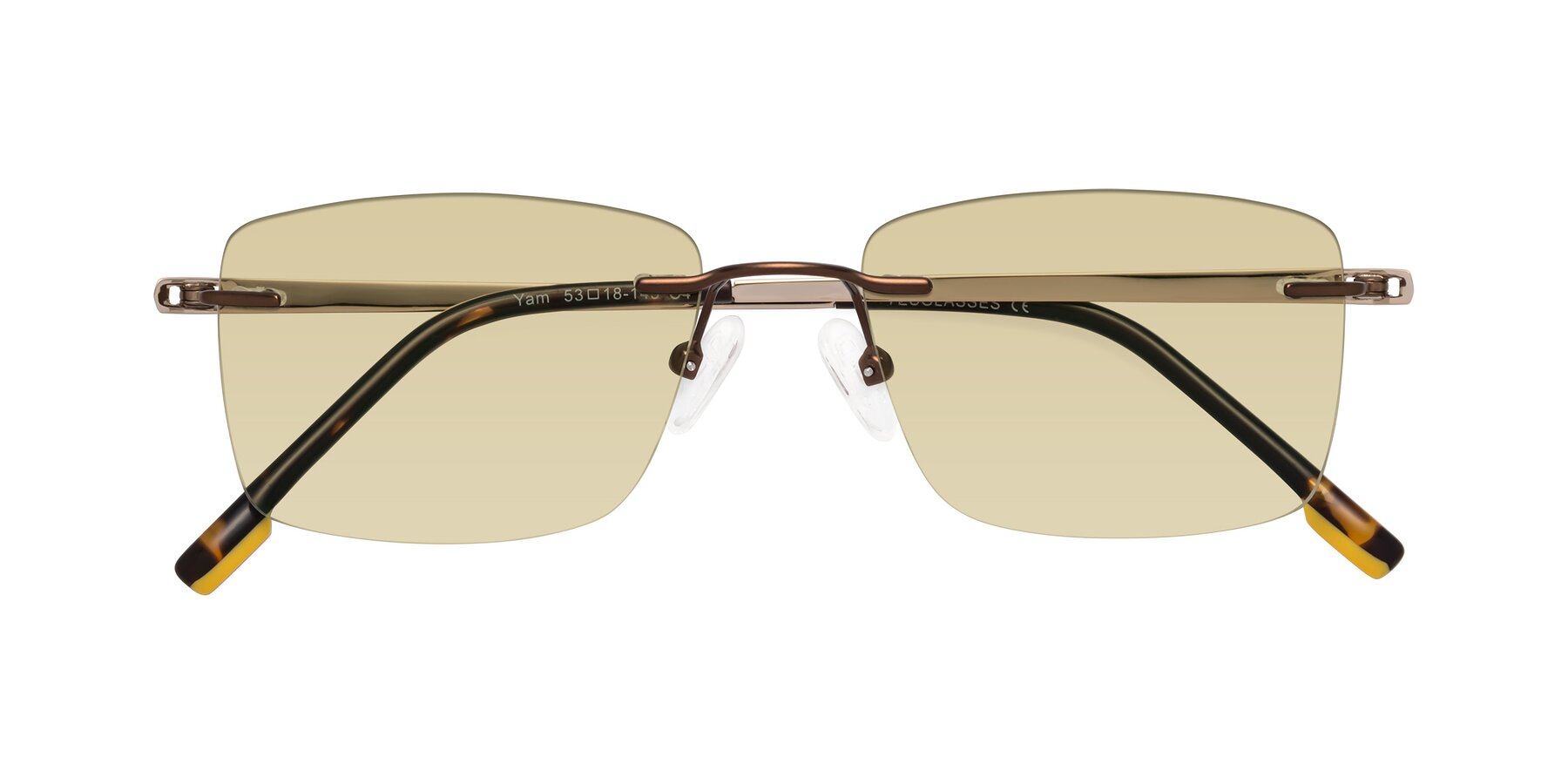 Folded Front of Yam in Brown-Gold with Light Champagne Tinted Lenses