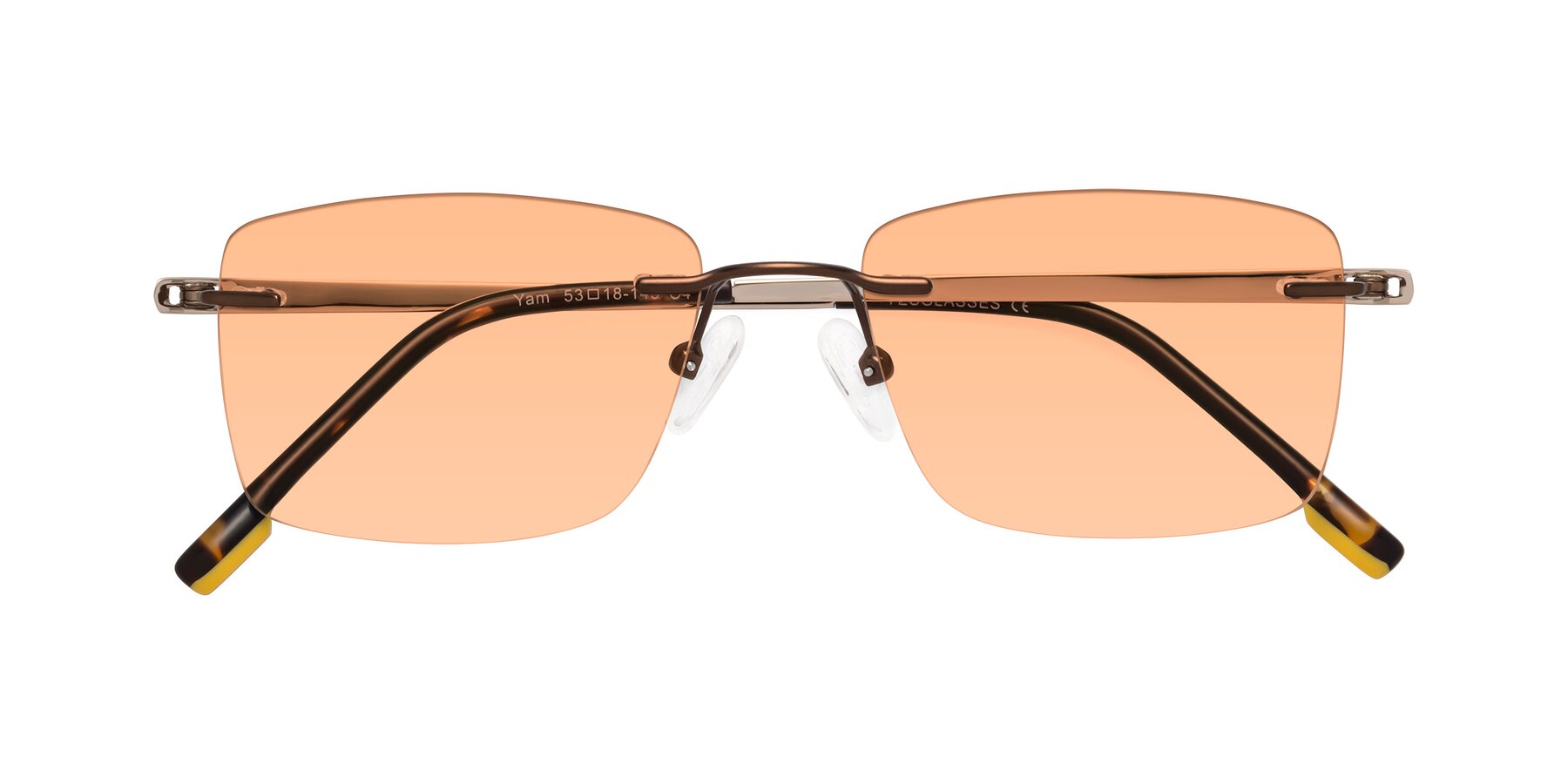 Folded Front of Yam in Brown-Gold with Light Orange Tinted Lenses