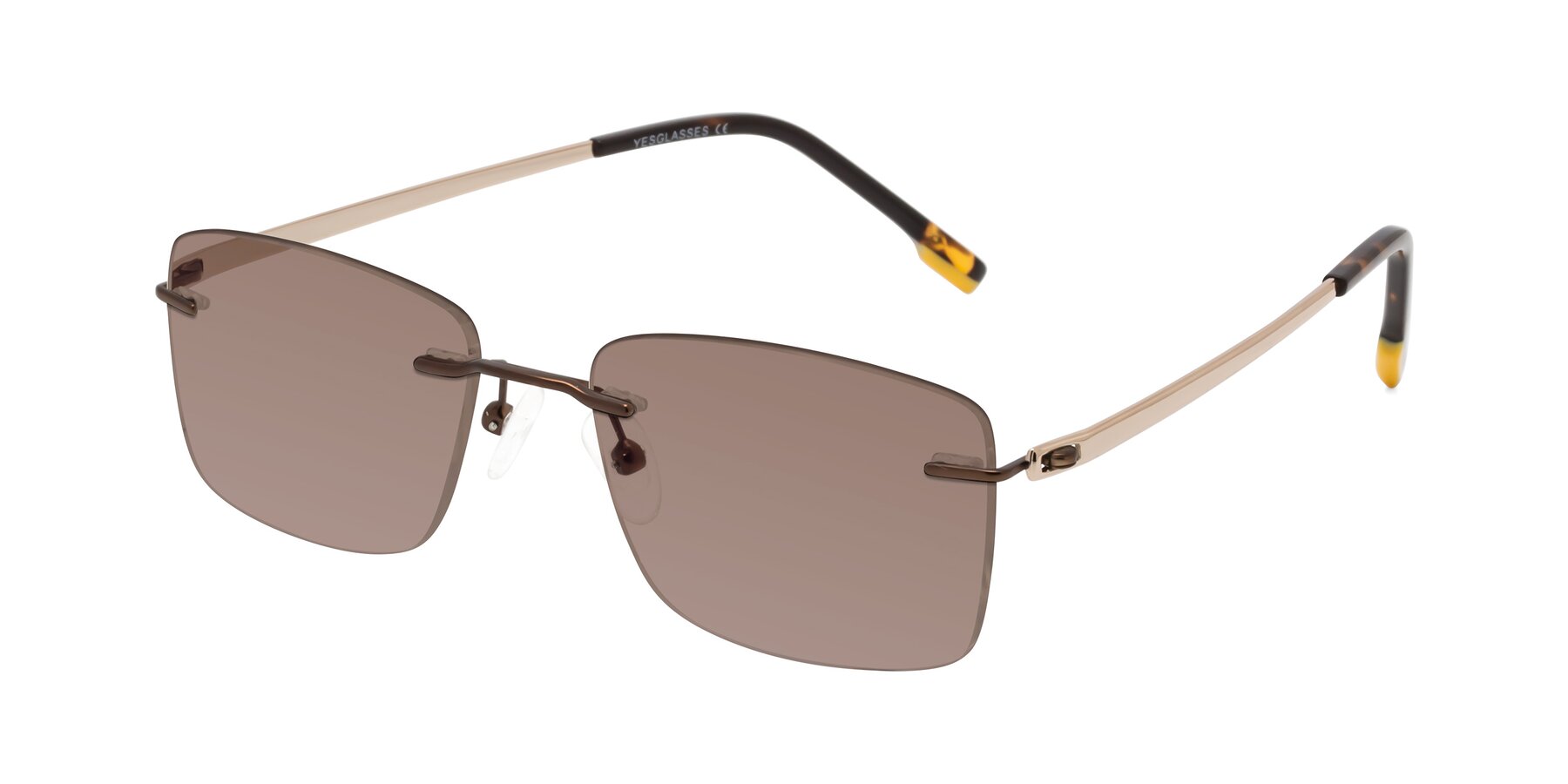 Angle of Yam in Brown-Gold with Medium Brown Tinted Lenses