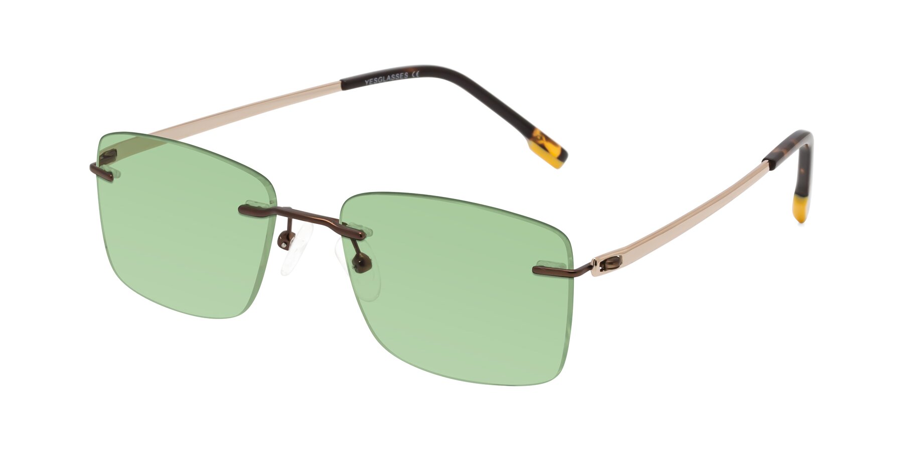 Angle of Yam in Brown-Gold with Medium Green Tinted Lenses