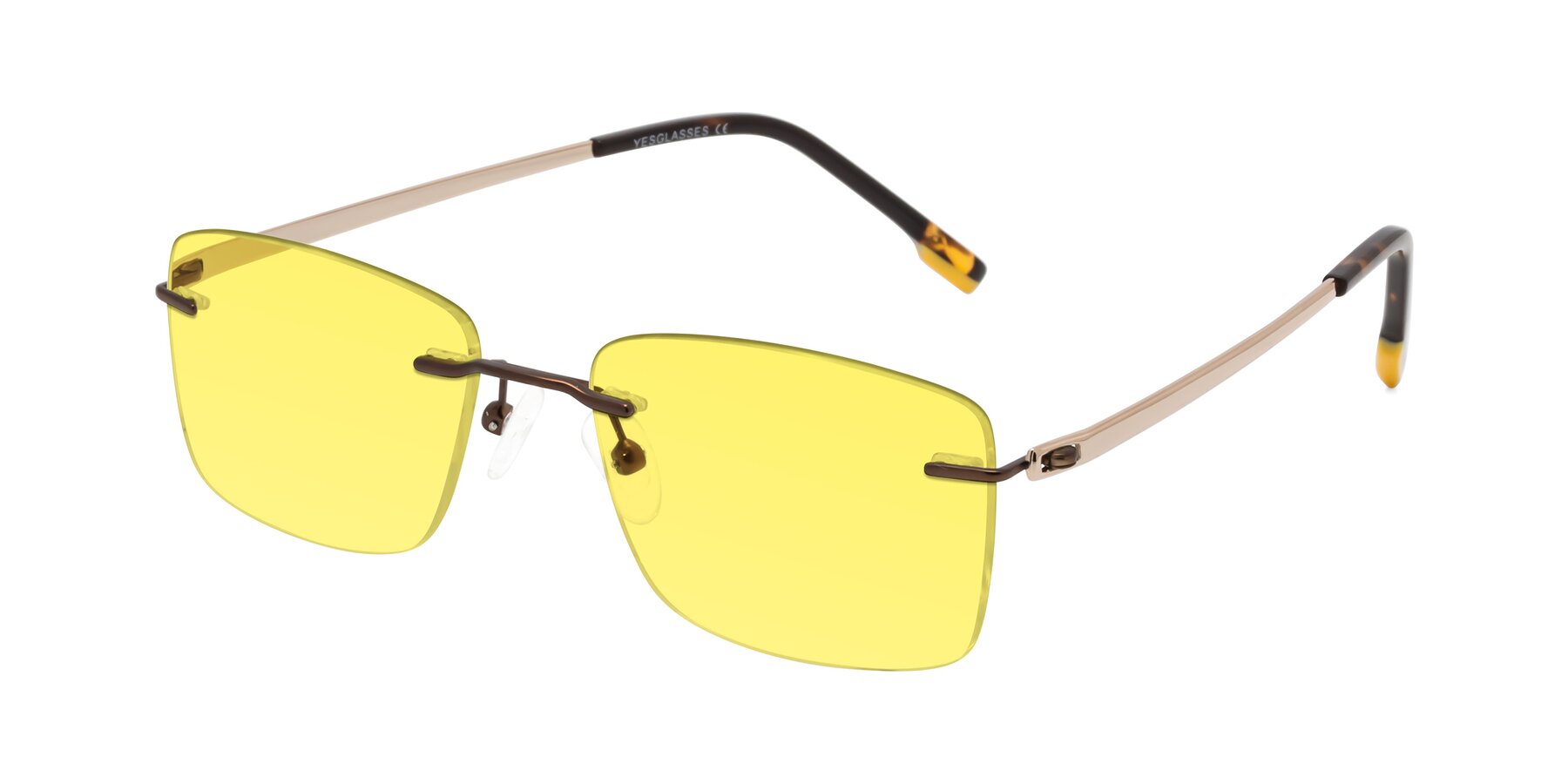 Angle of Yam in Brown-Gold with Medium Yellow Tinted Lenses