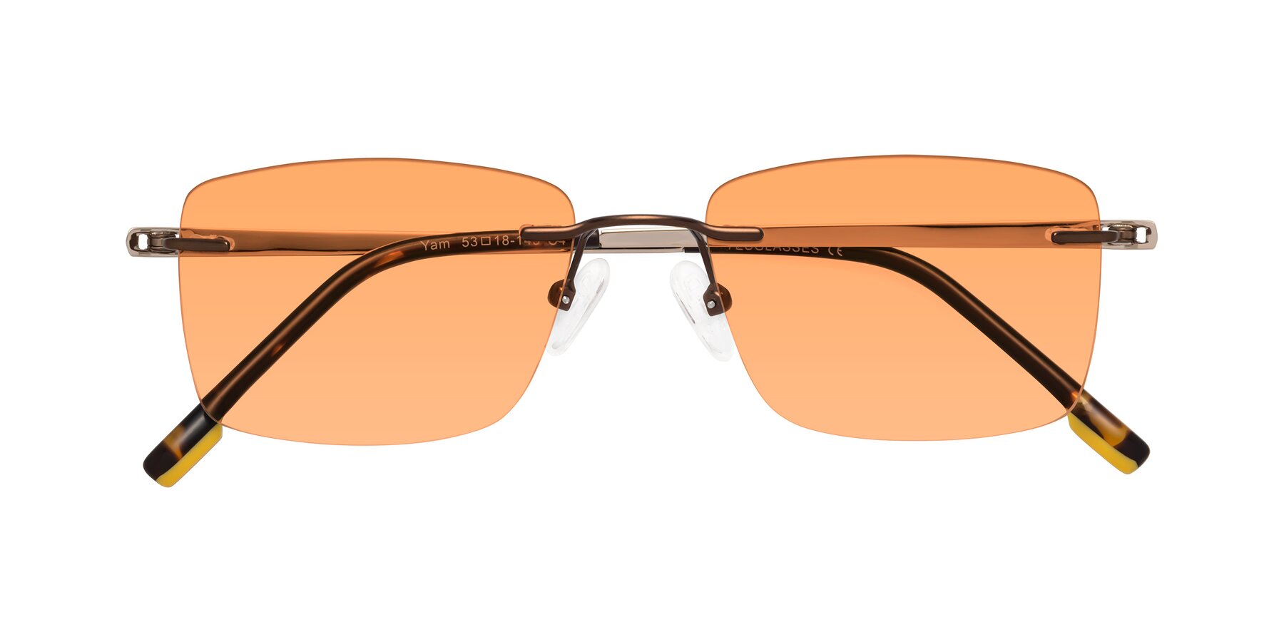 Folded Front of Yam in Brown-Gold with Medium Orange Tinted Lenses