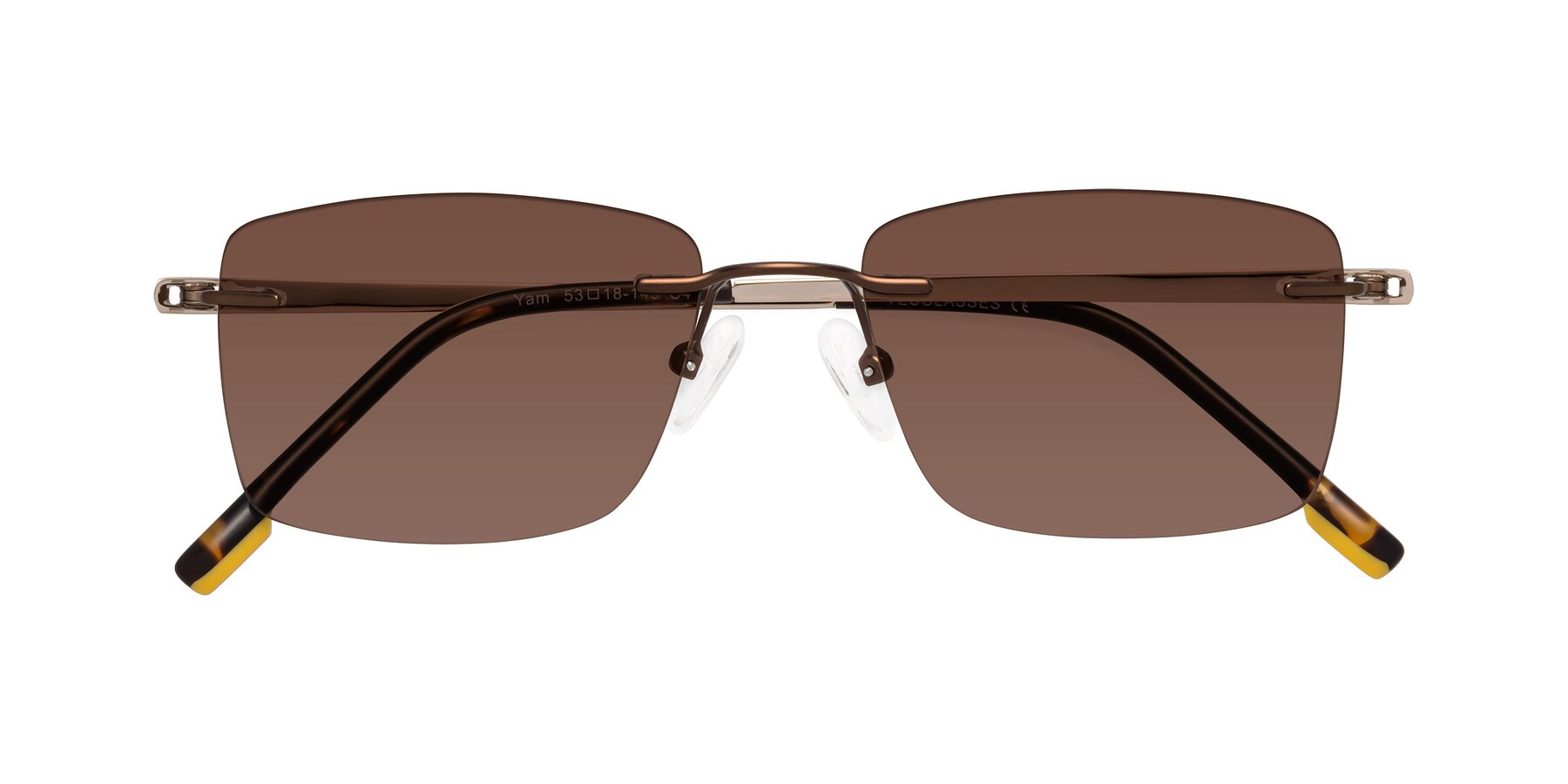 Folded Front of Yam in Brown-Gold with Brown Tinted Lenses