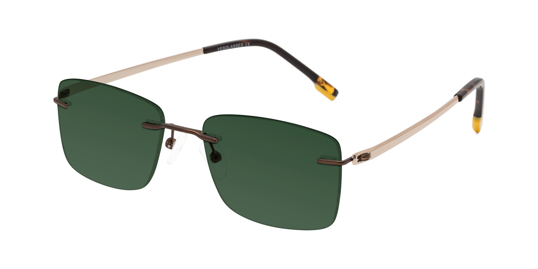 Angle of Yam in Brown-Gold with Green Tinted Lenses