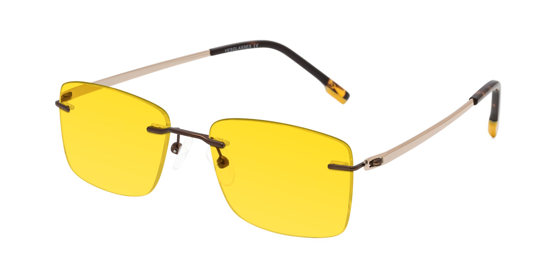 Angle of Yam in Brown-Gold with Yellow Tinted Lenses