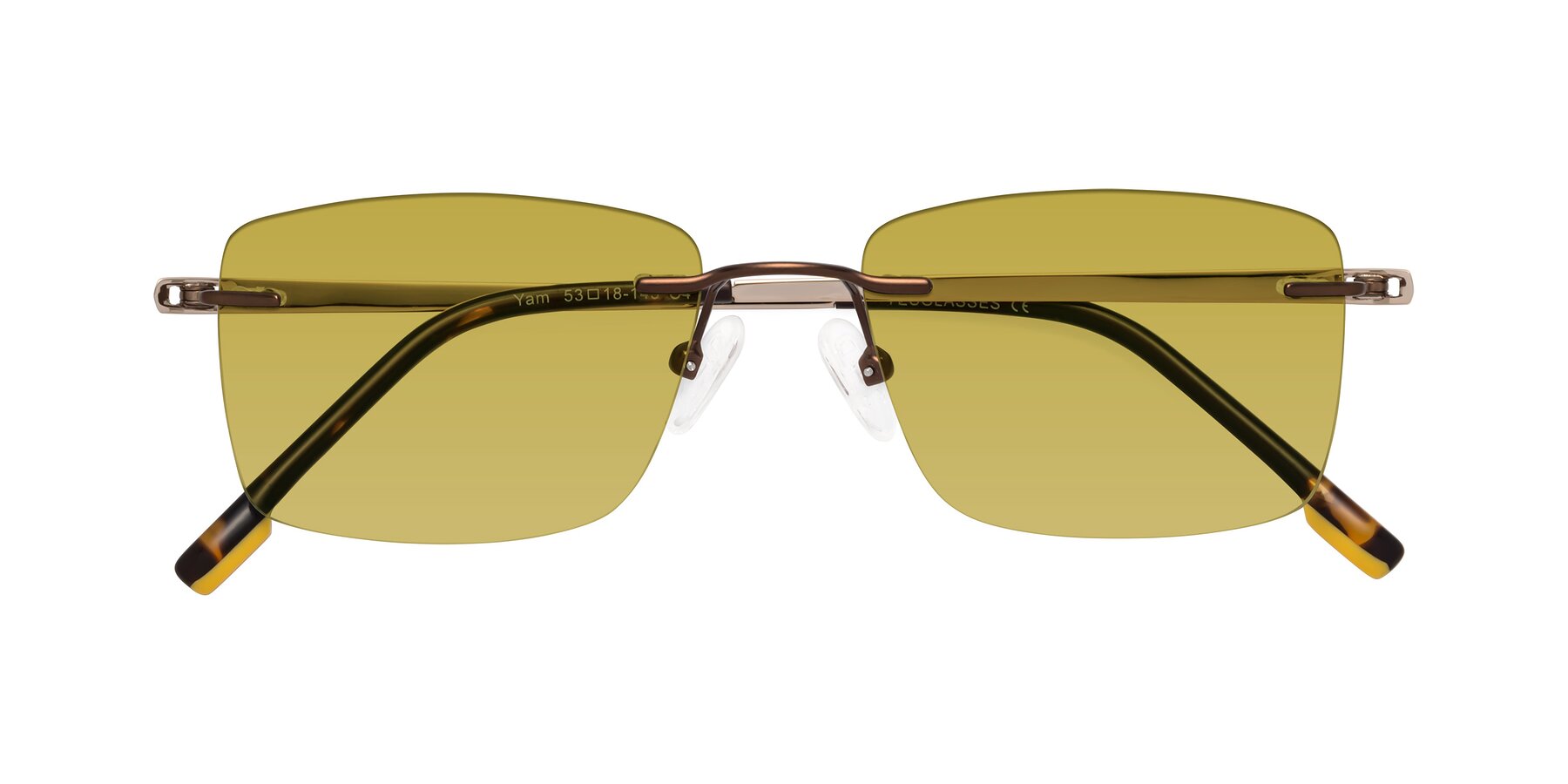 Folded Front of Yam in Brown-Gold with Champagne Tinted Lenses