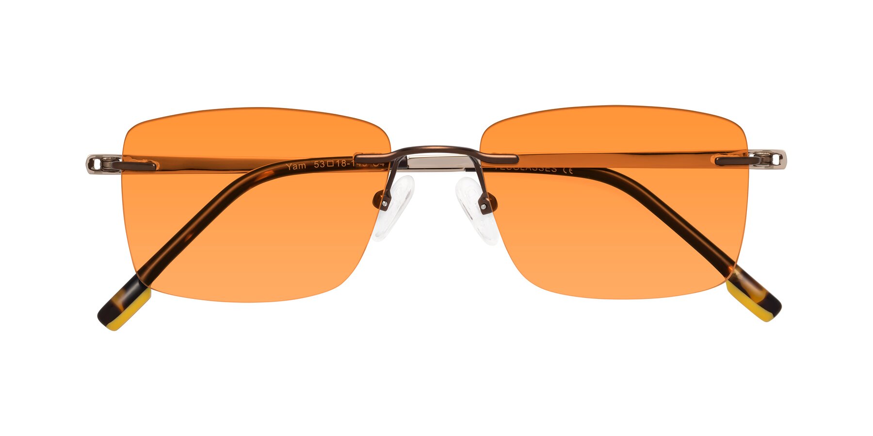 Folded Front of Yam in Brown-Gold with Orange Tinted Lenses