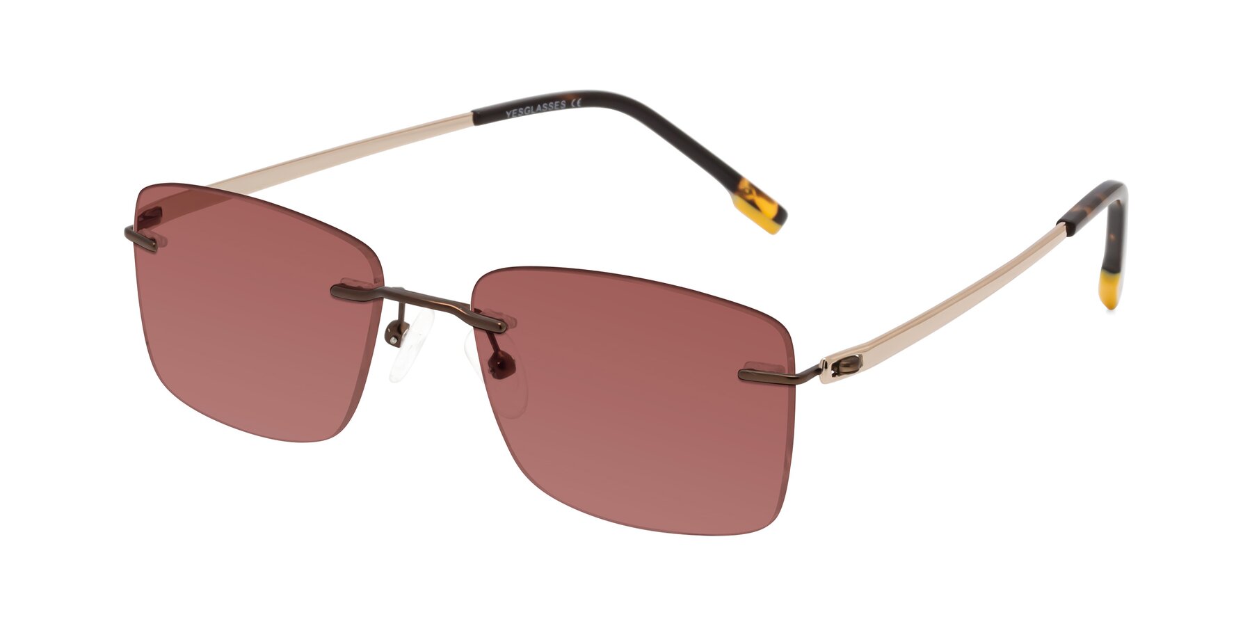 Angle of Yam in Brown-Gold with Garnet Tinted Lenses