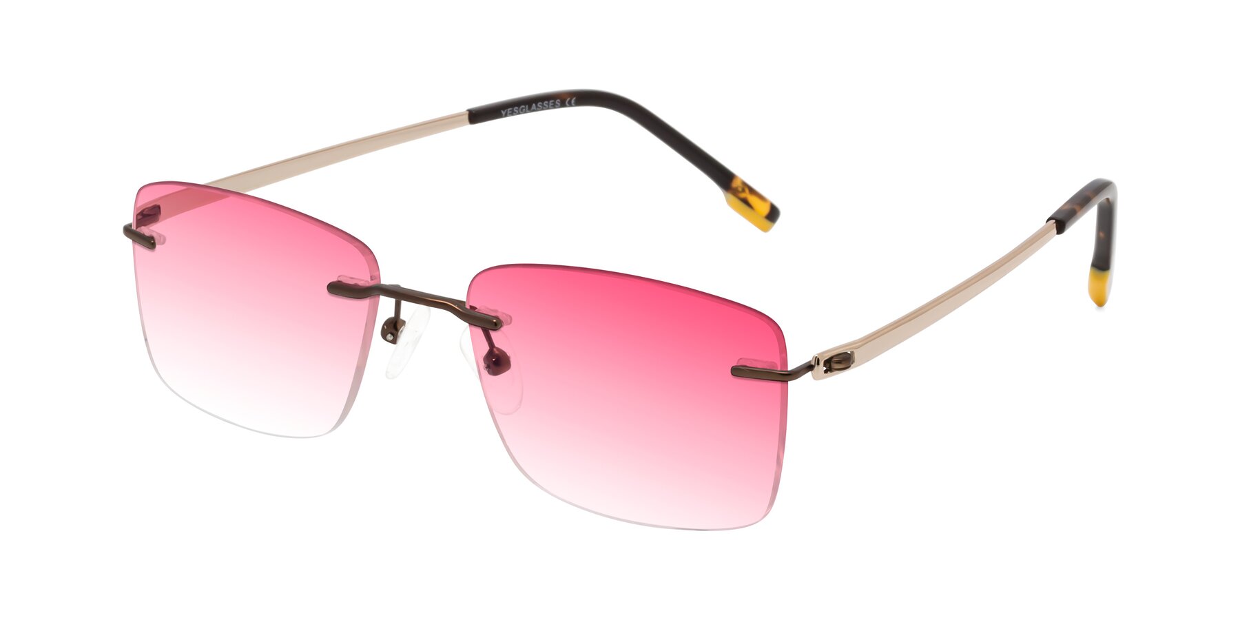 Angle of Yam in Brown-Gold with Pink Gradient Lenses