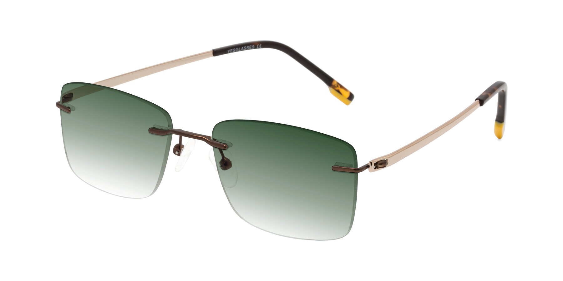 Angle of Yam in Brown-Gold with Green Gradient Lenses