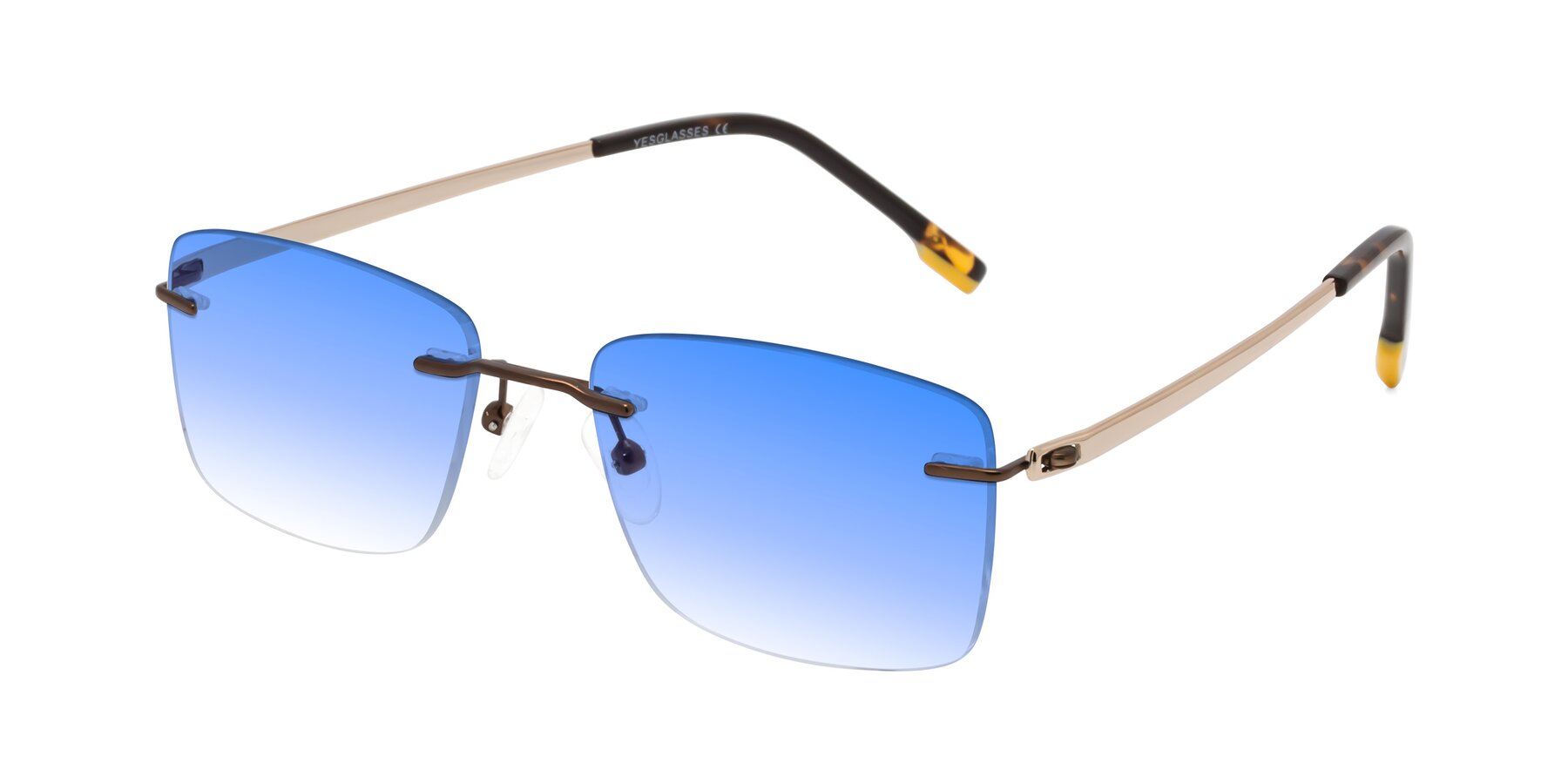 Angle of Yam in Brown-Gold with Blue Gradient Lenses