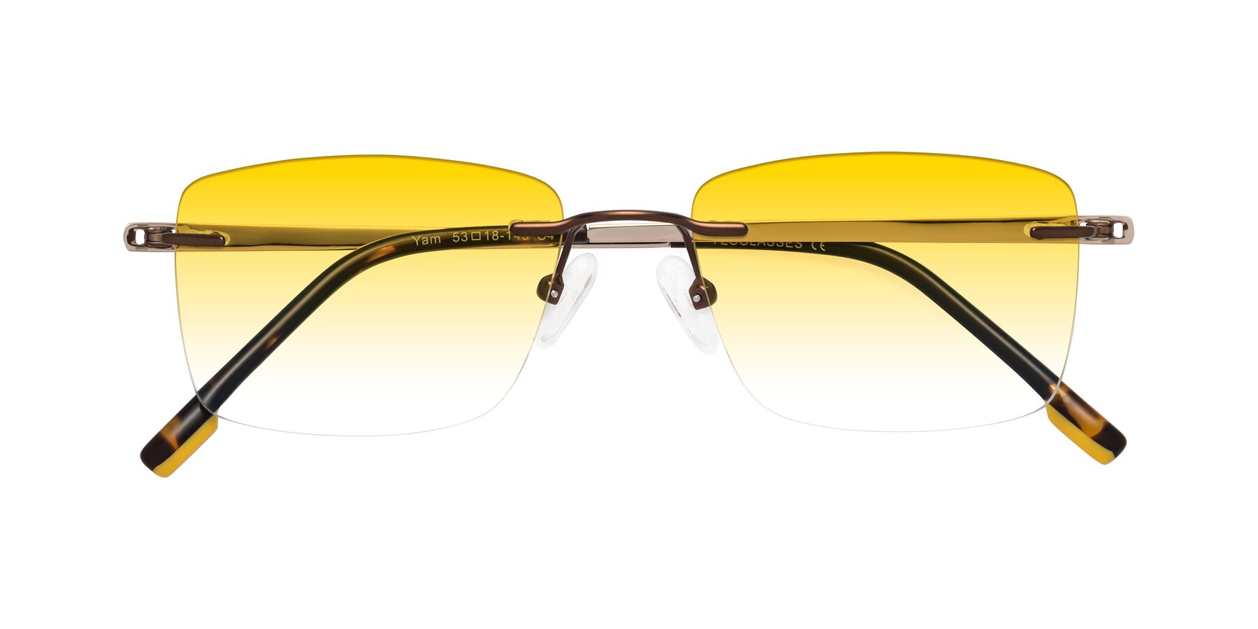 Folded Front of Yam in Brown-Gold with Yellow Gradient Lenses