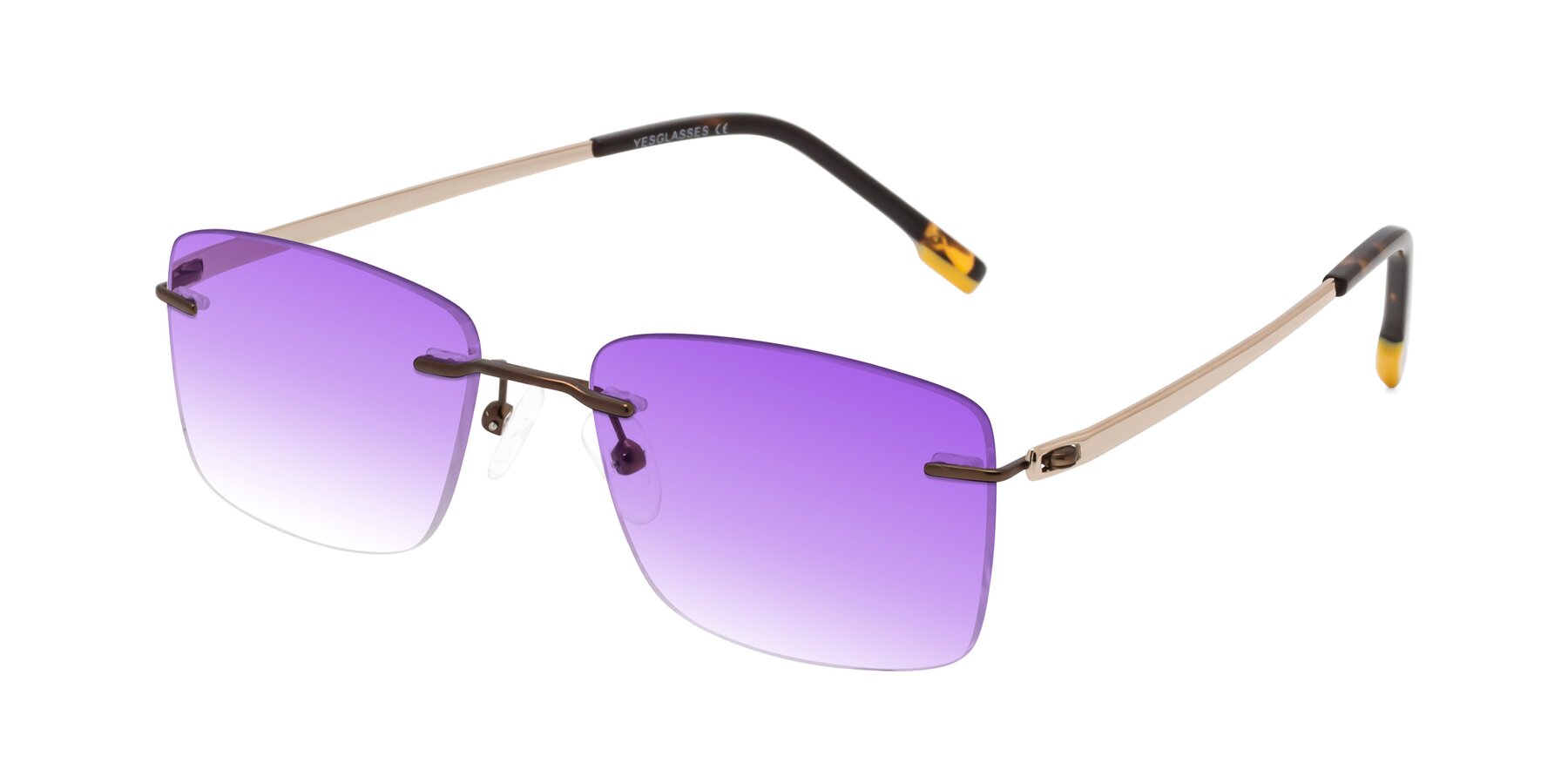 Angle of Yam in Brown-Gold with Purple Gradient Lenses