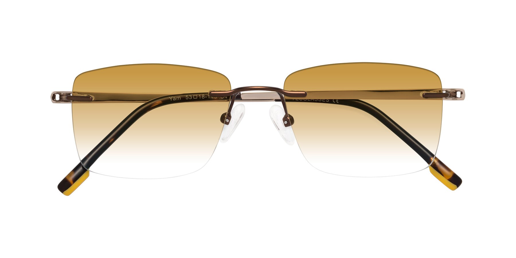 Folded Front of Yam in Brown-Gold with Champagne Gradient Lenses