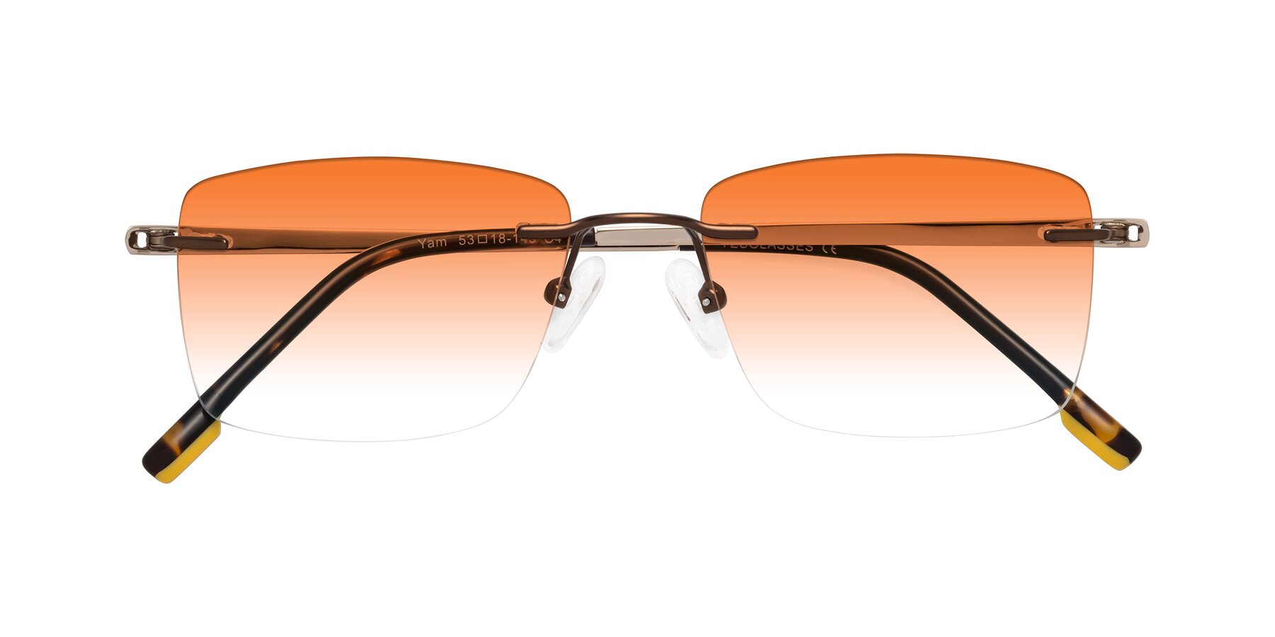 Folded Front of Yam in Brown-Gold with Orange Gradient Lenses