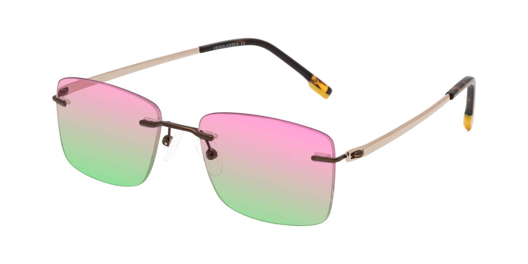 Angle of Yam in Brown-Gold with Pink / Green Gradient Lenses