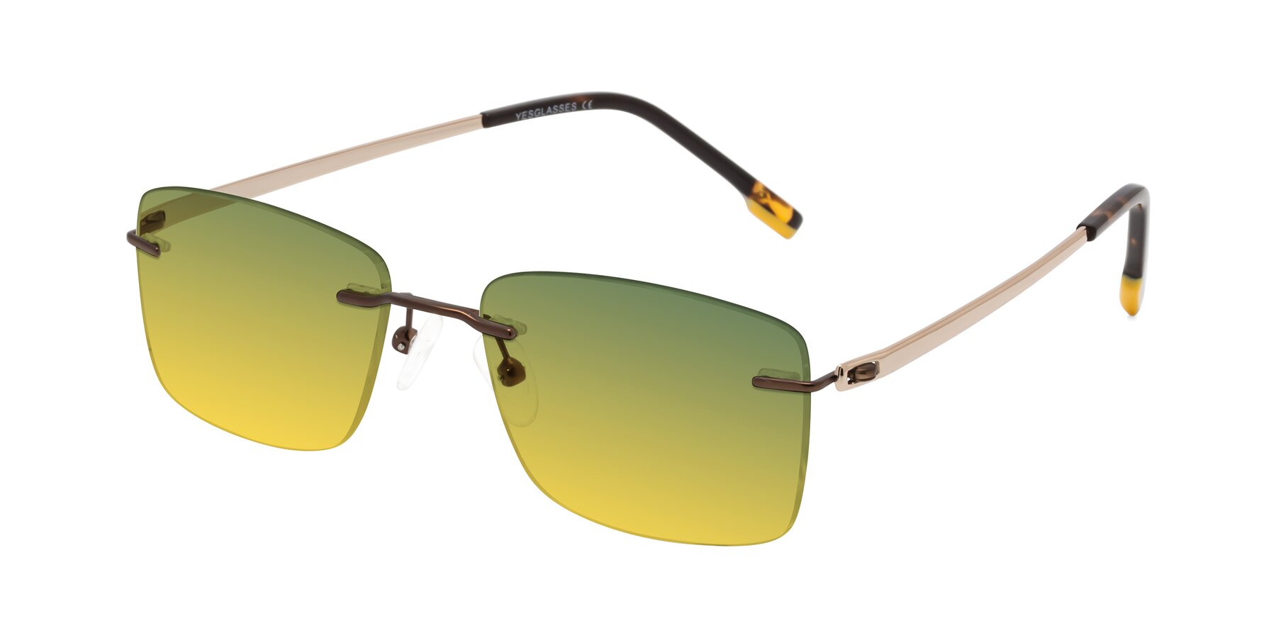 Angle of Yam in Brown-Gold with Green / Yellow Gradient Lenses