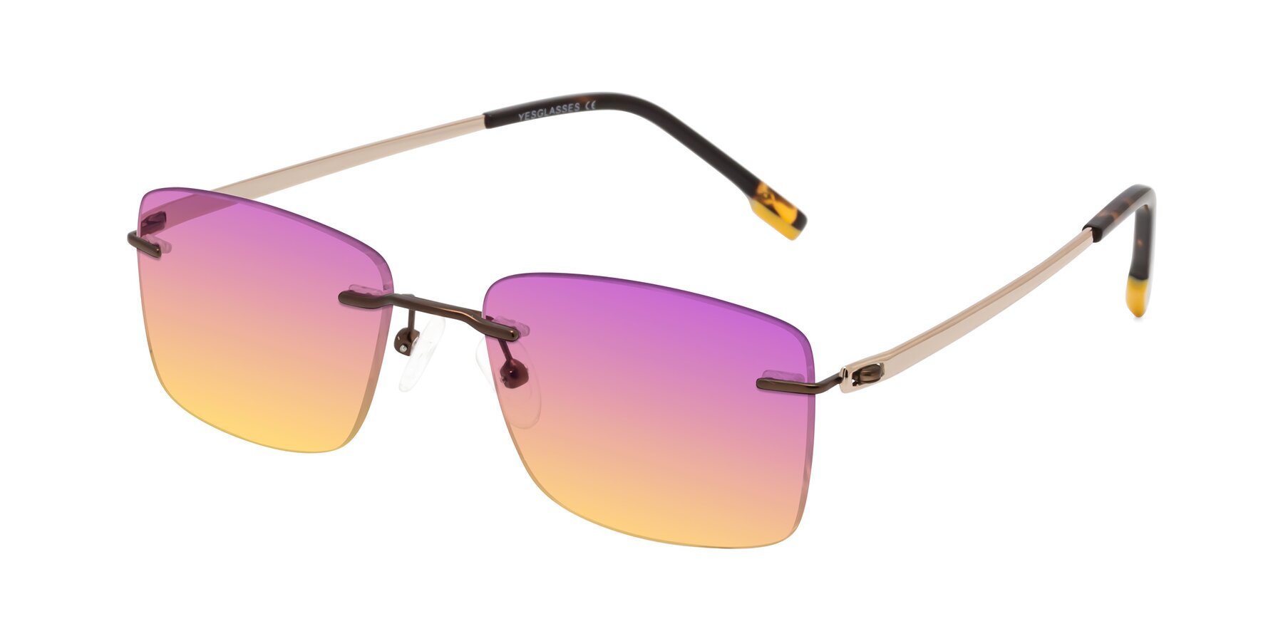 Angle of Yam in Brown-Gold with Purple / Yellow Gradient Lenses