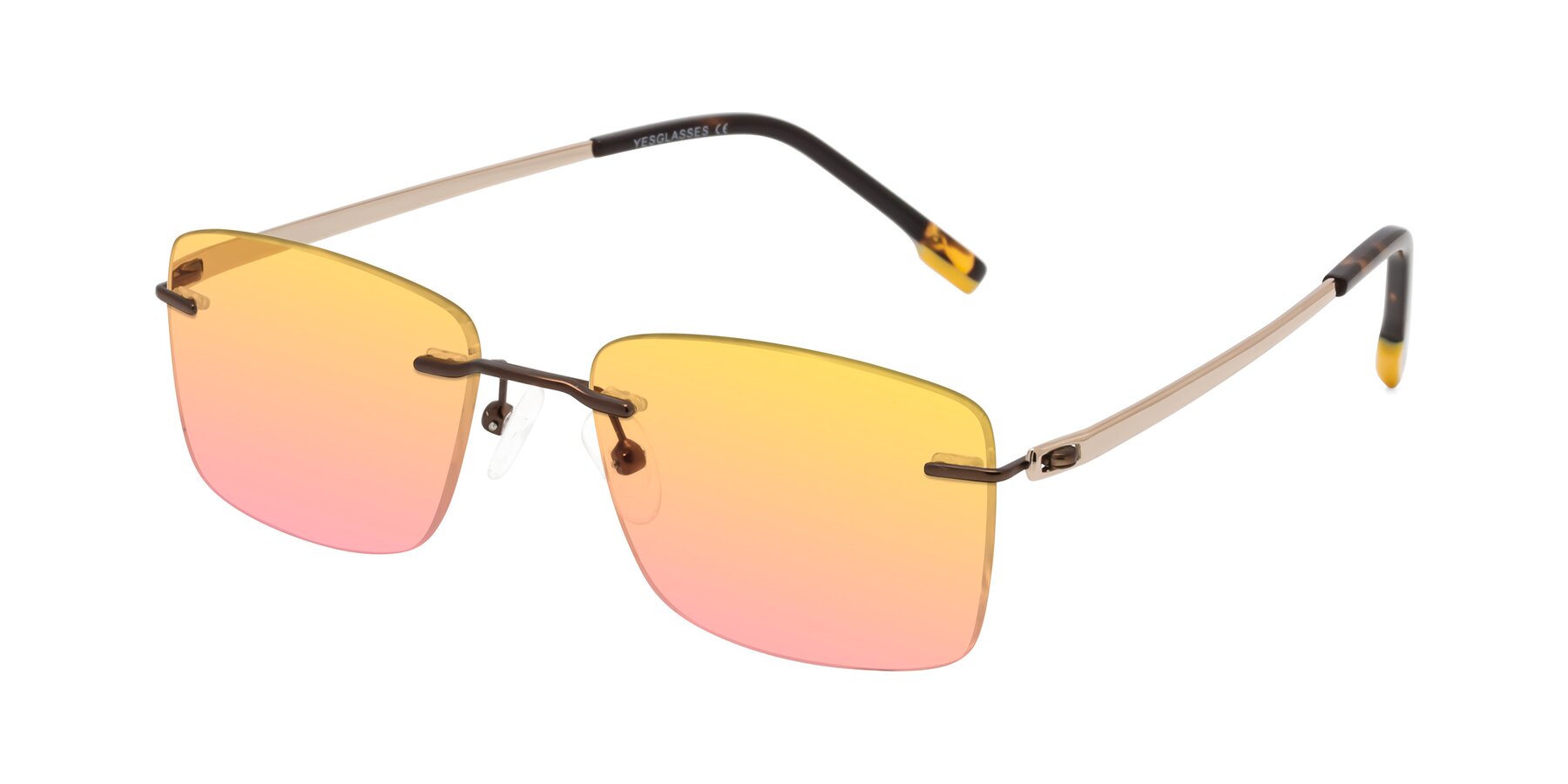 Angle of Yam in Brown-Gold with Yellow / Pink Gradient Lenses