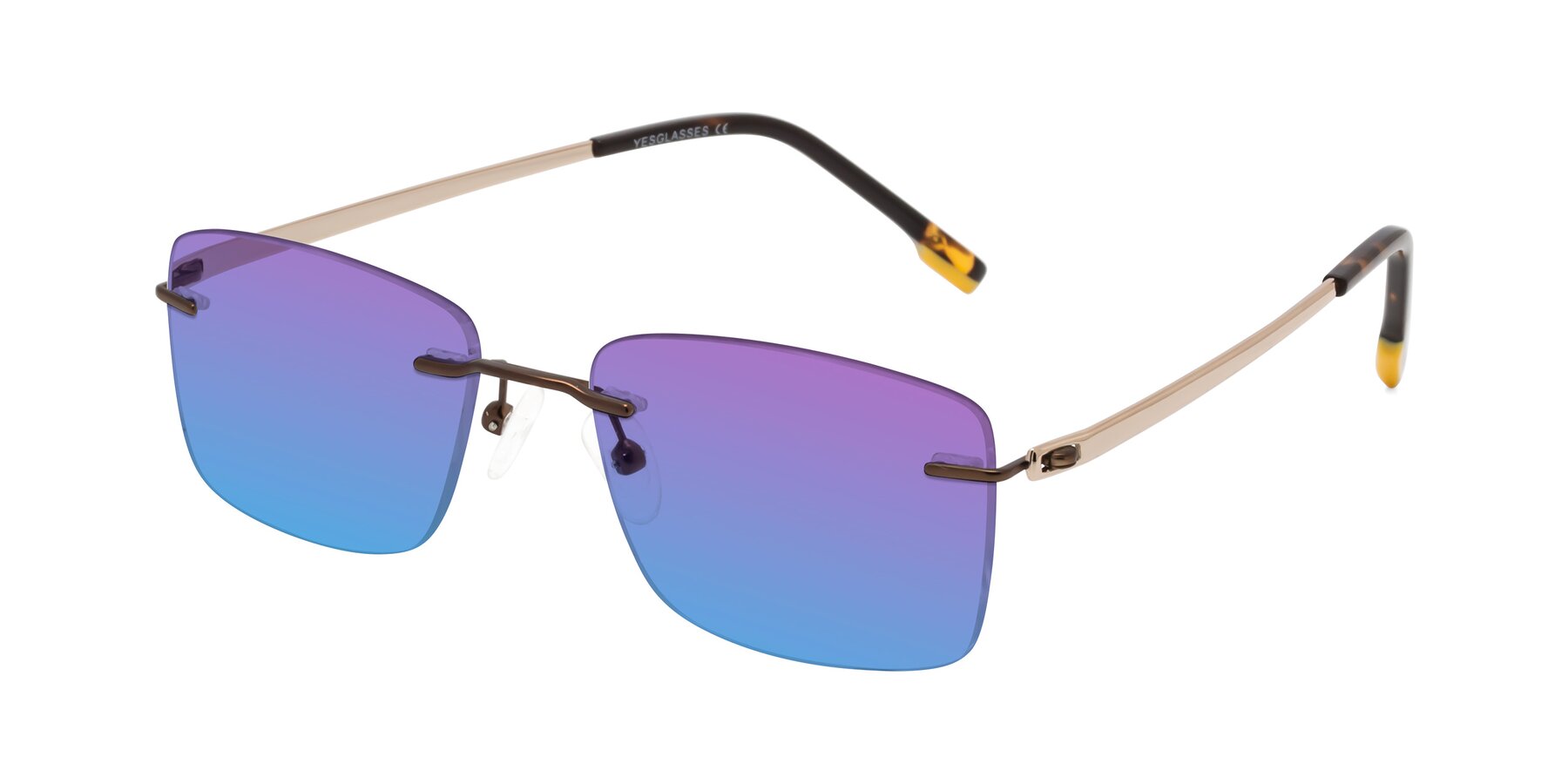 Angle of Yam in Brown-Gold with Purple / Blue Gradient Lenses