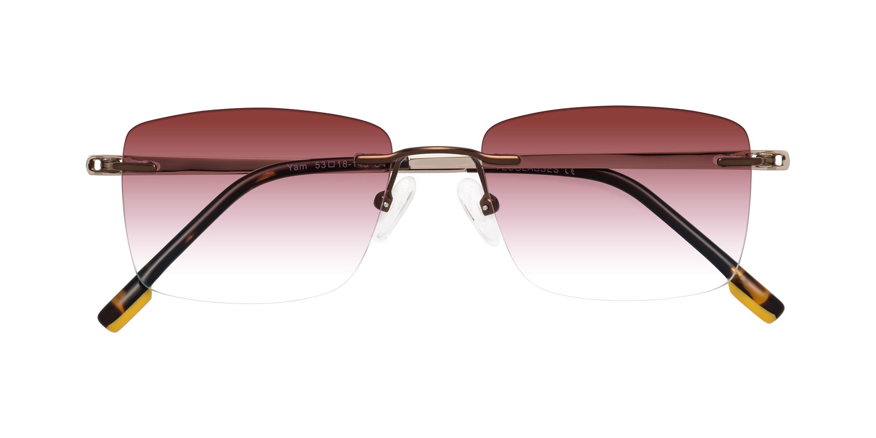 Folded Front of Yam in Brown-Gold with Garnet Gradient Lenses