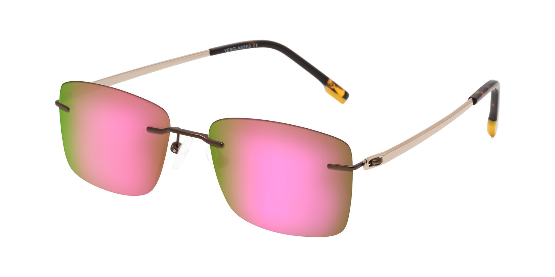 Angle of Yam in Brown-Gold with Pink Mirrored Lenses