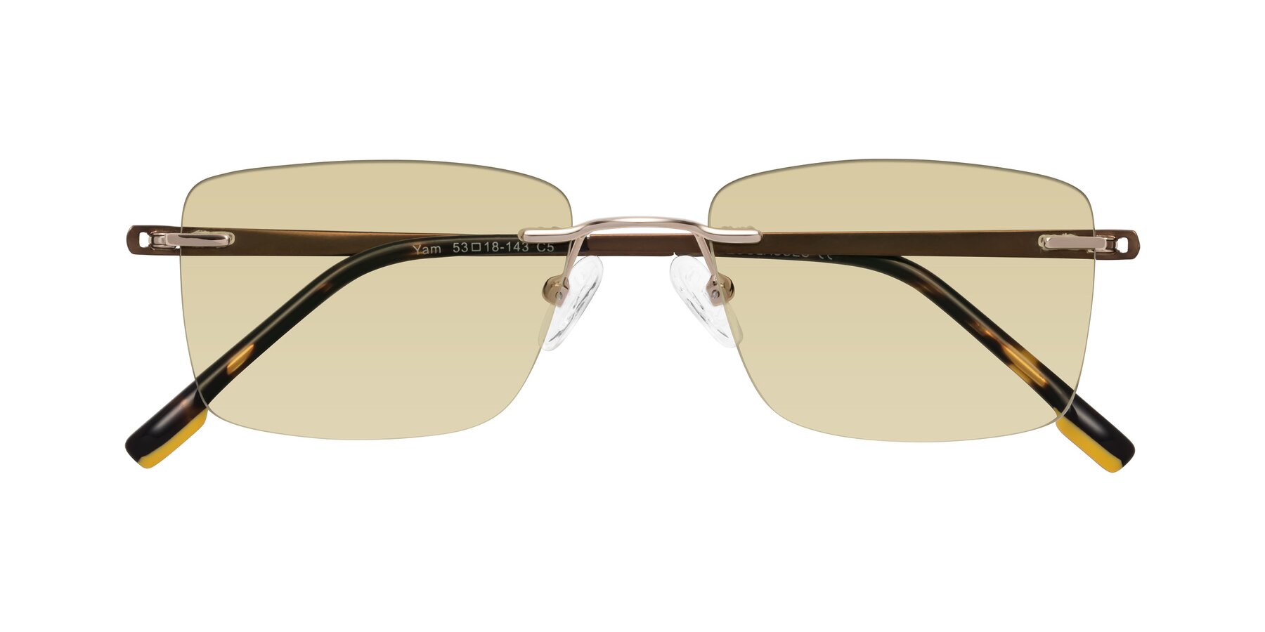 Folded Front of Yam in Gold-Brown with Light Champagne Tinted Lenses