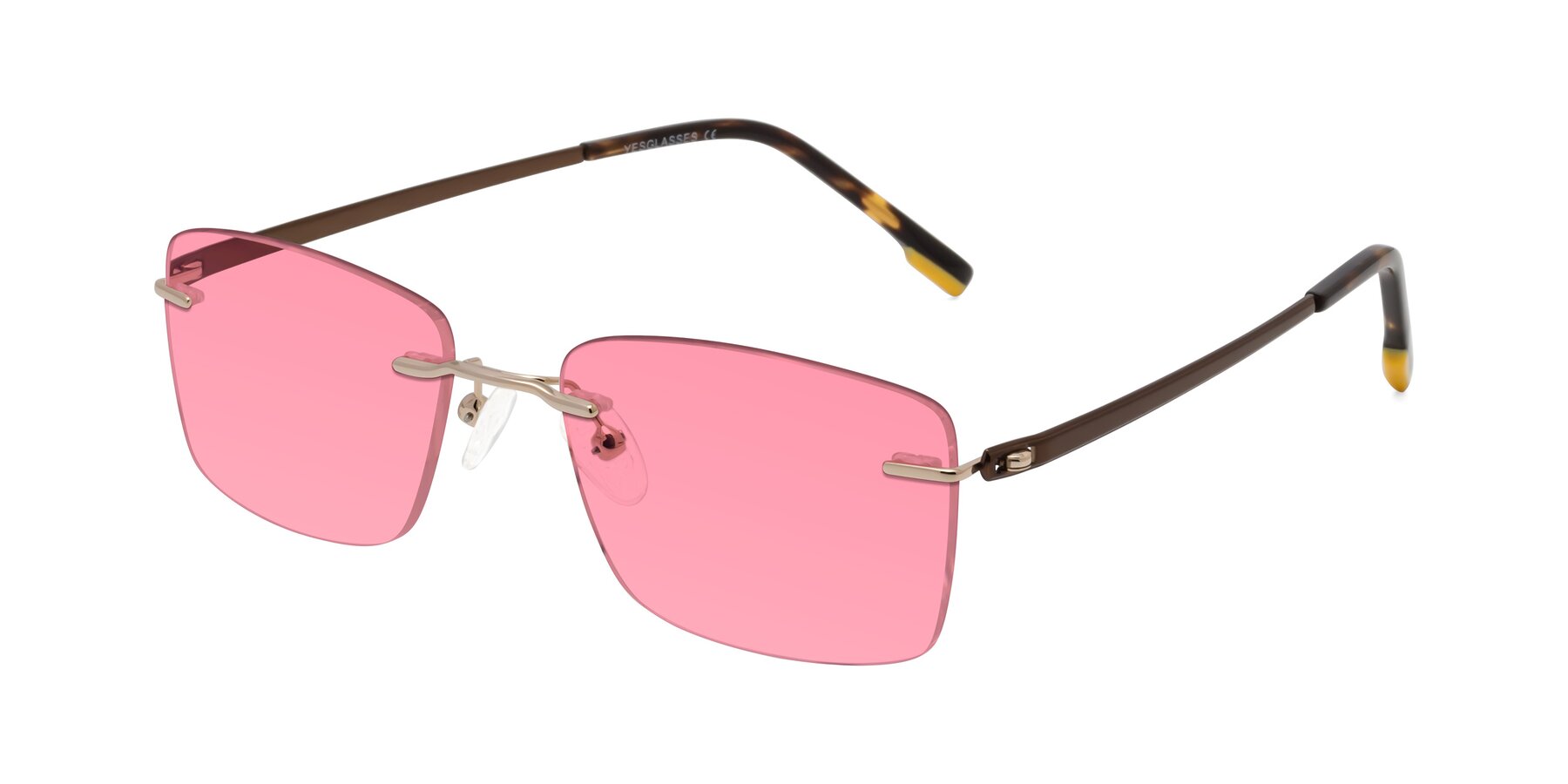 Angle of Yam in Gold-Brown with Pink Tinted Lenses