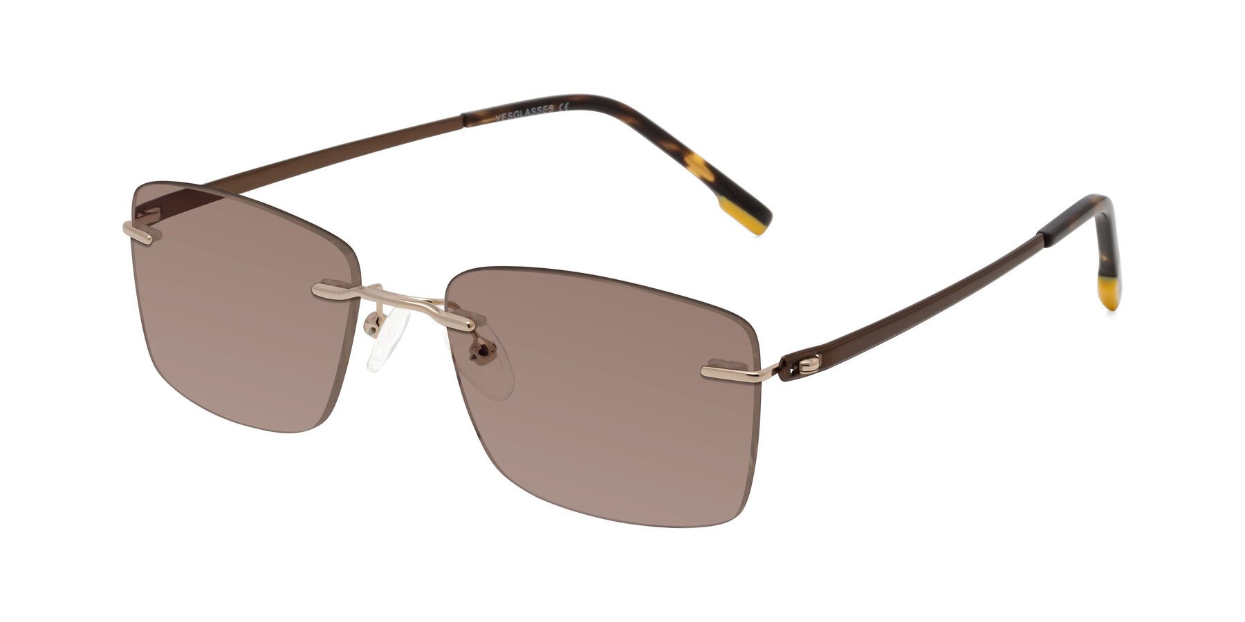 Angle of Yam in Gold-Brown with Medium Brown Tinted Lenses