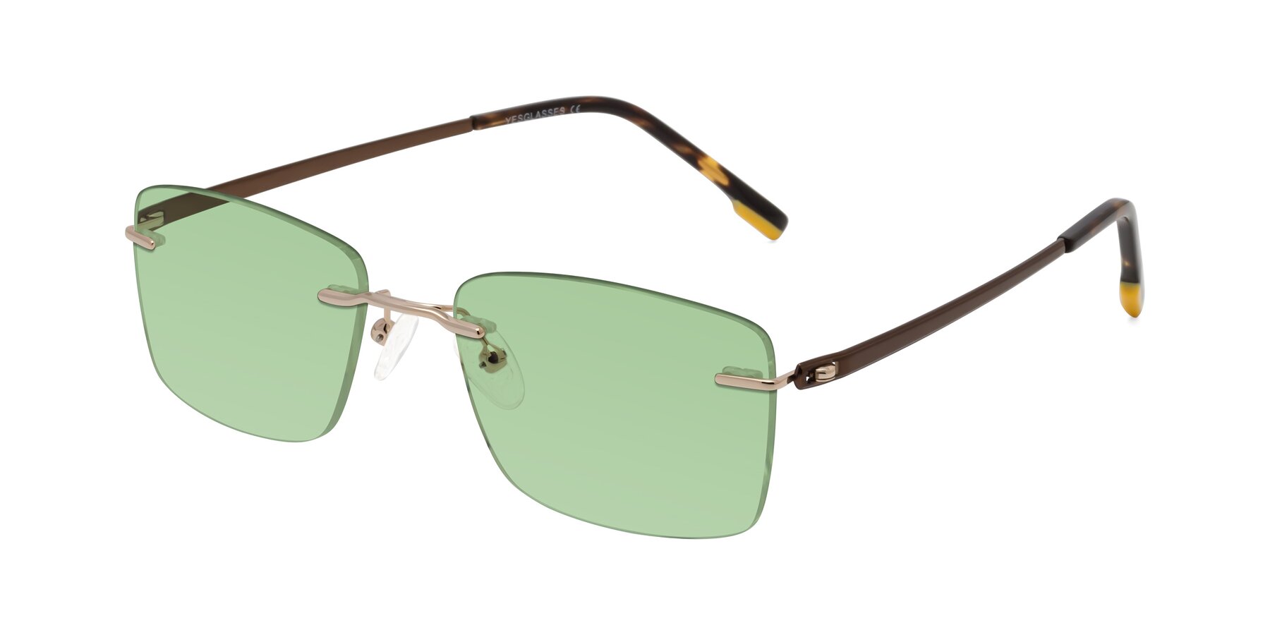 Angle of Yam in Gold-Brown with Medium Green Tinted Lenses