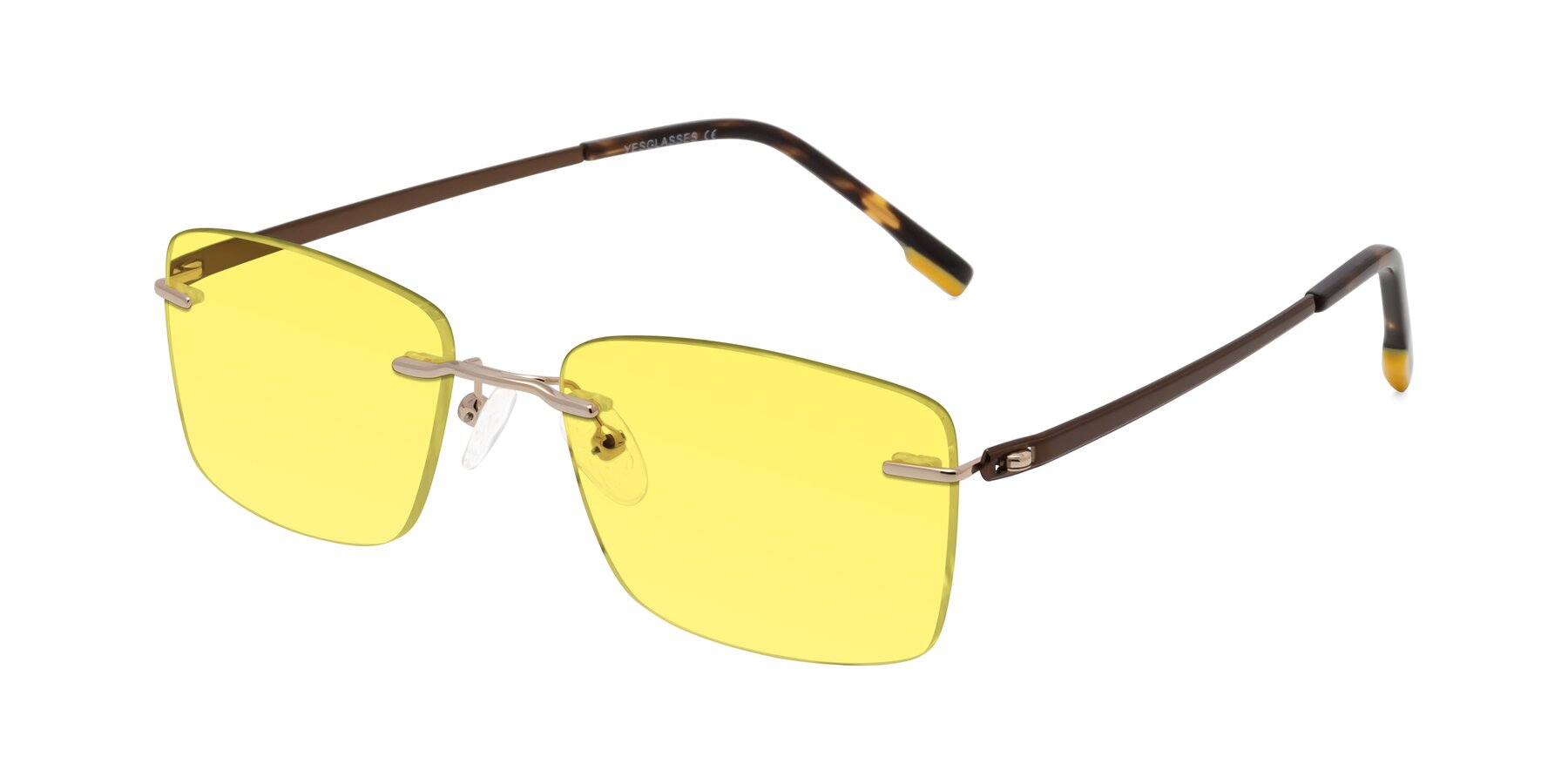 Angle of Yam in Gold-Brown with Medium Yellow Tinted Lenses