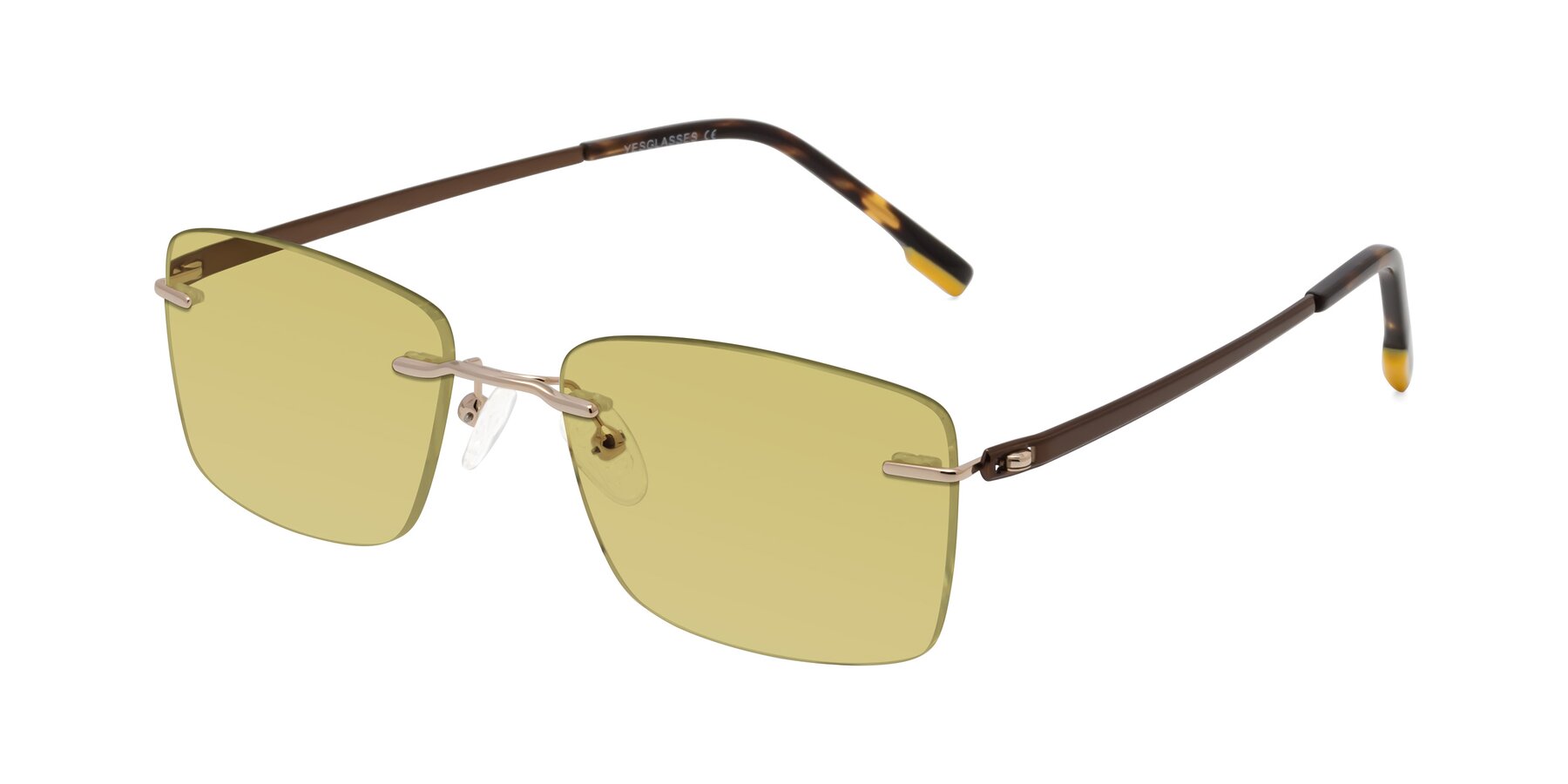 Angle of Yam in Gold-Brown with Medium Champagne Tinted Lenses