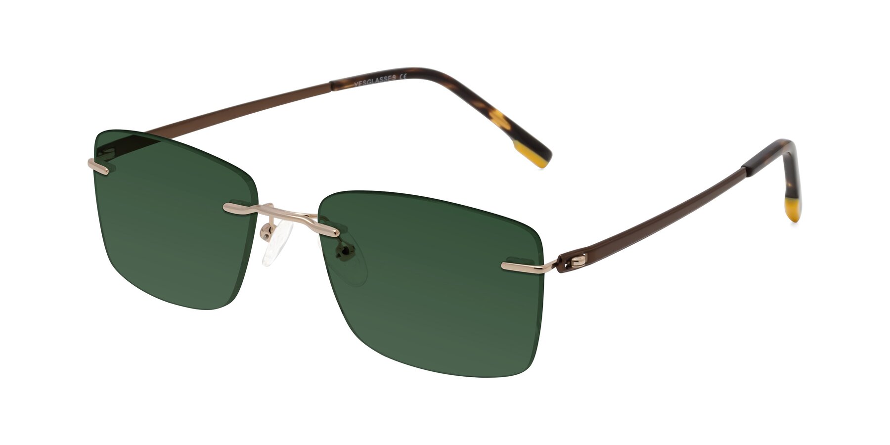 Angle of Yam in Gold-Brown with Green Tinted Lenses