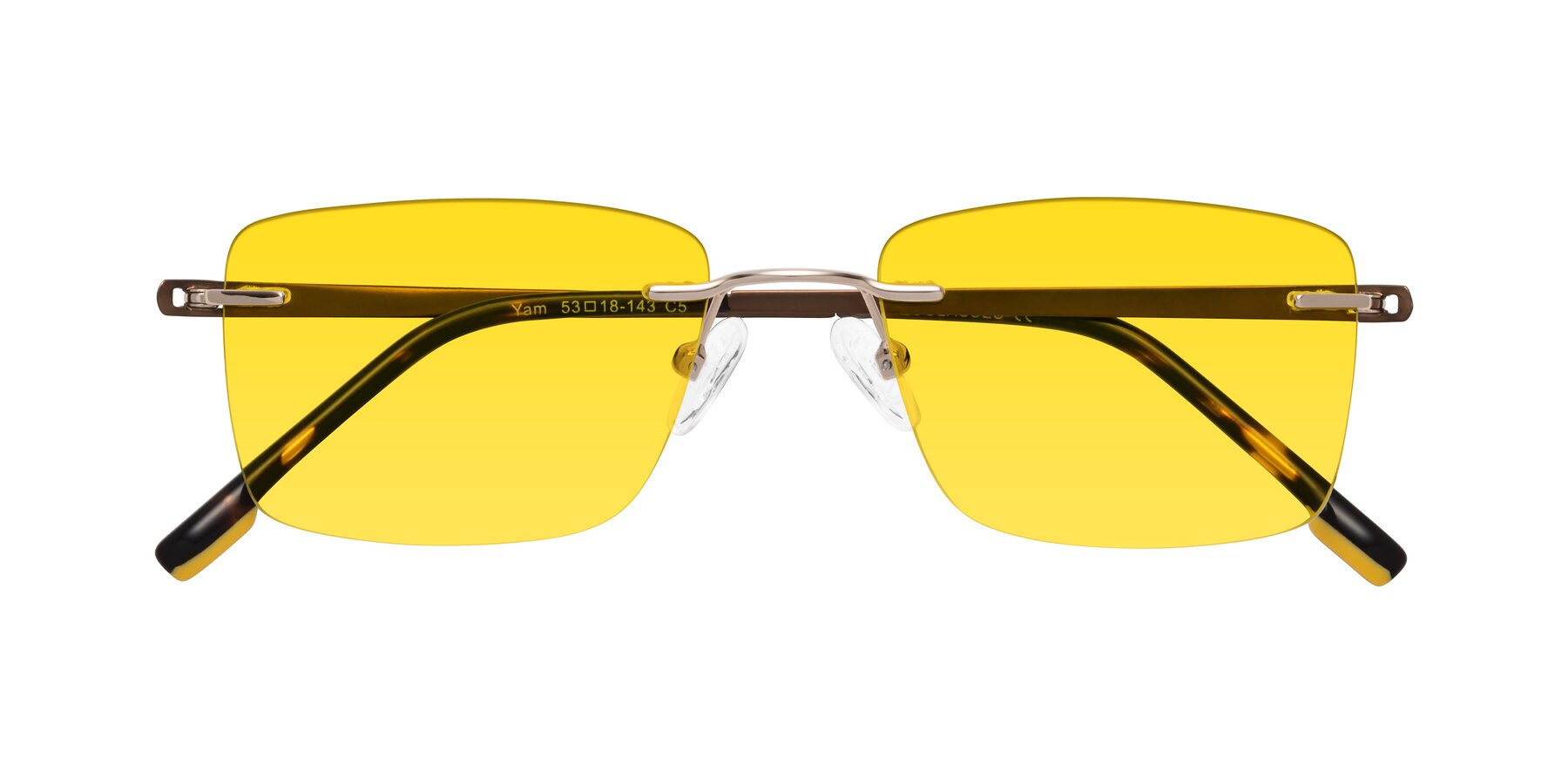 Folded Front of Yam in Gold-Brown with Yellow Tinted Lenses