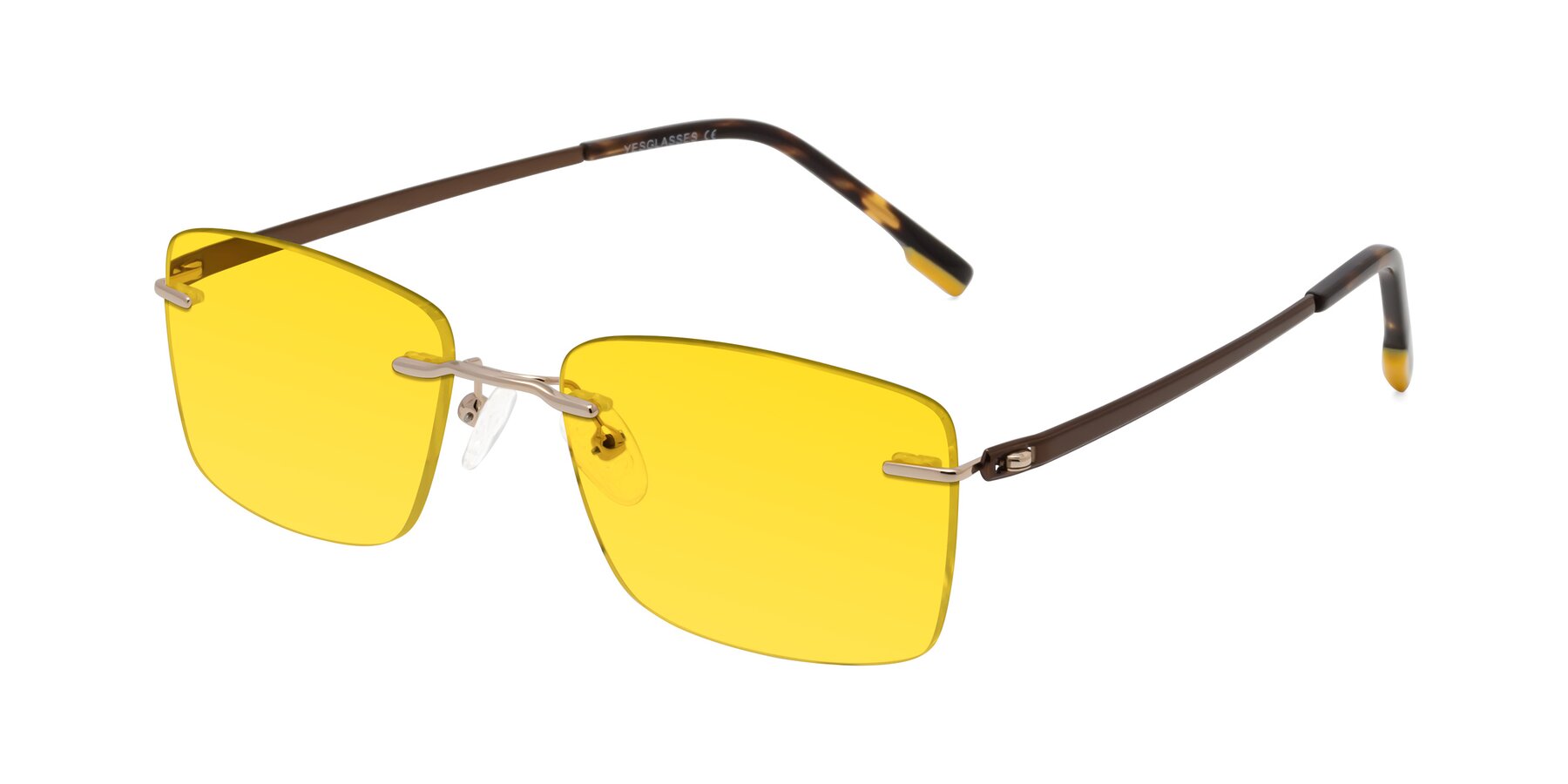 Angle of Yam in Gold-Brown with Yellow Tinted Lenses