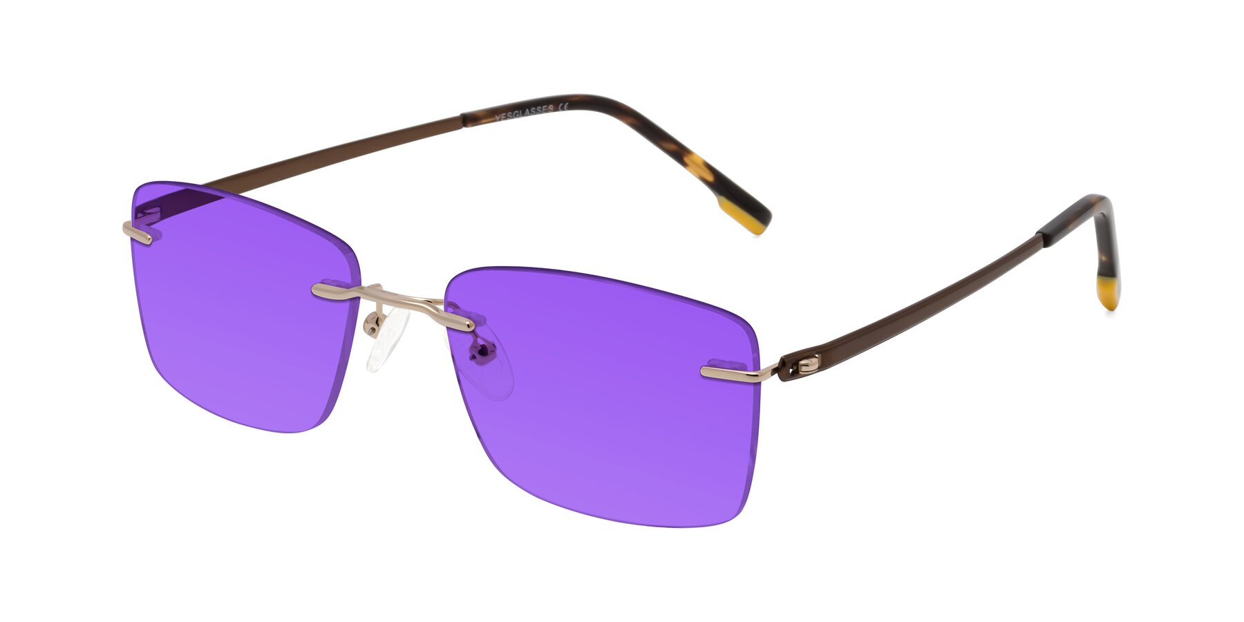 Angle of Yam in Gold-Brown with Purple Tinted Lenses