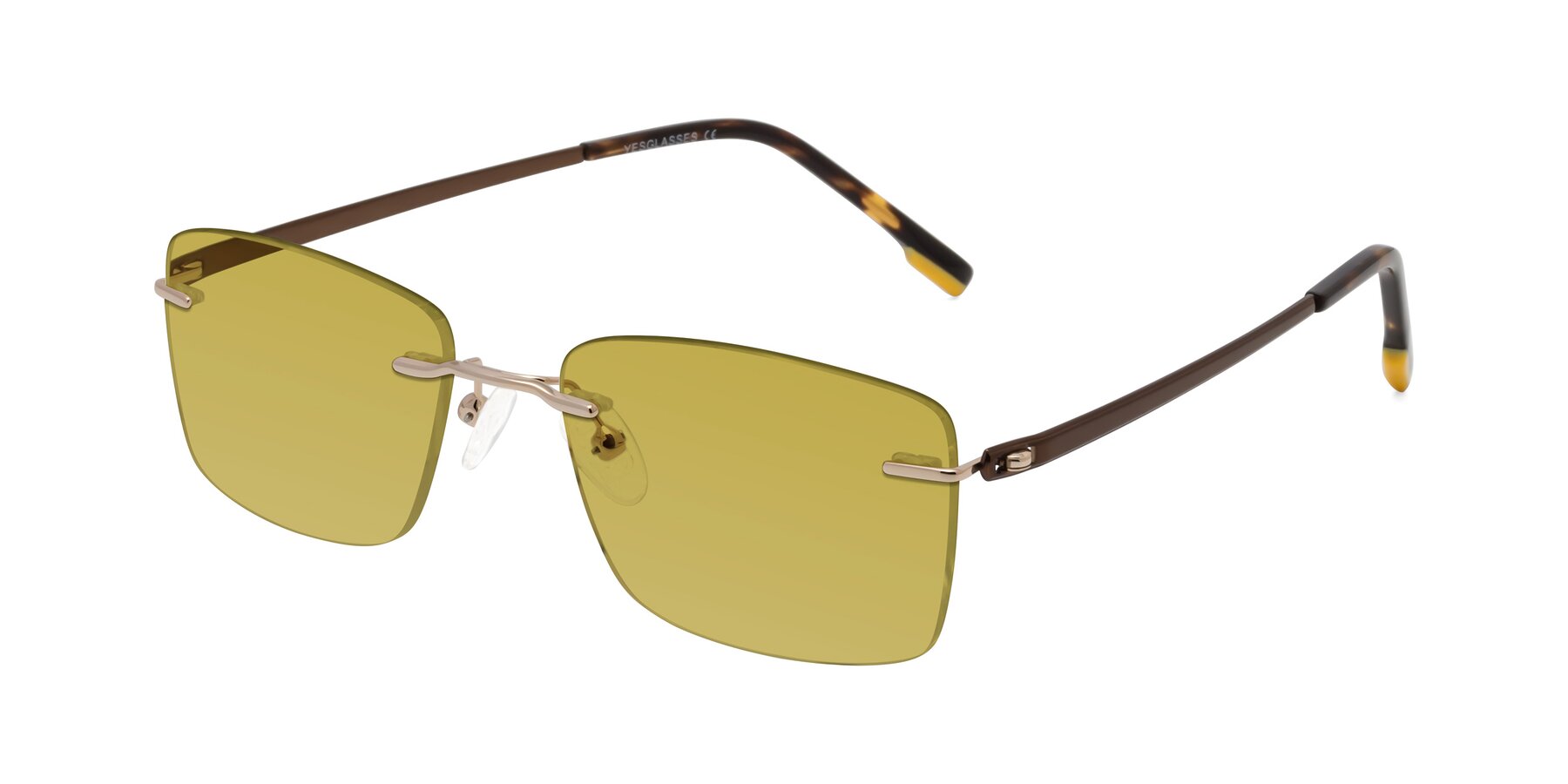 Angle of Yam in Gold-Brown with Champagne Tinted Lenses