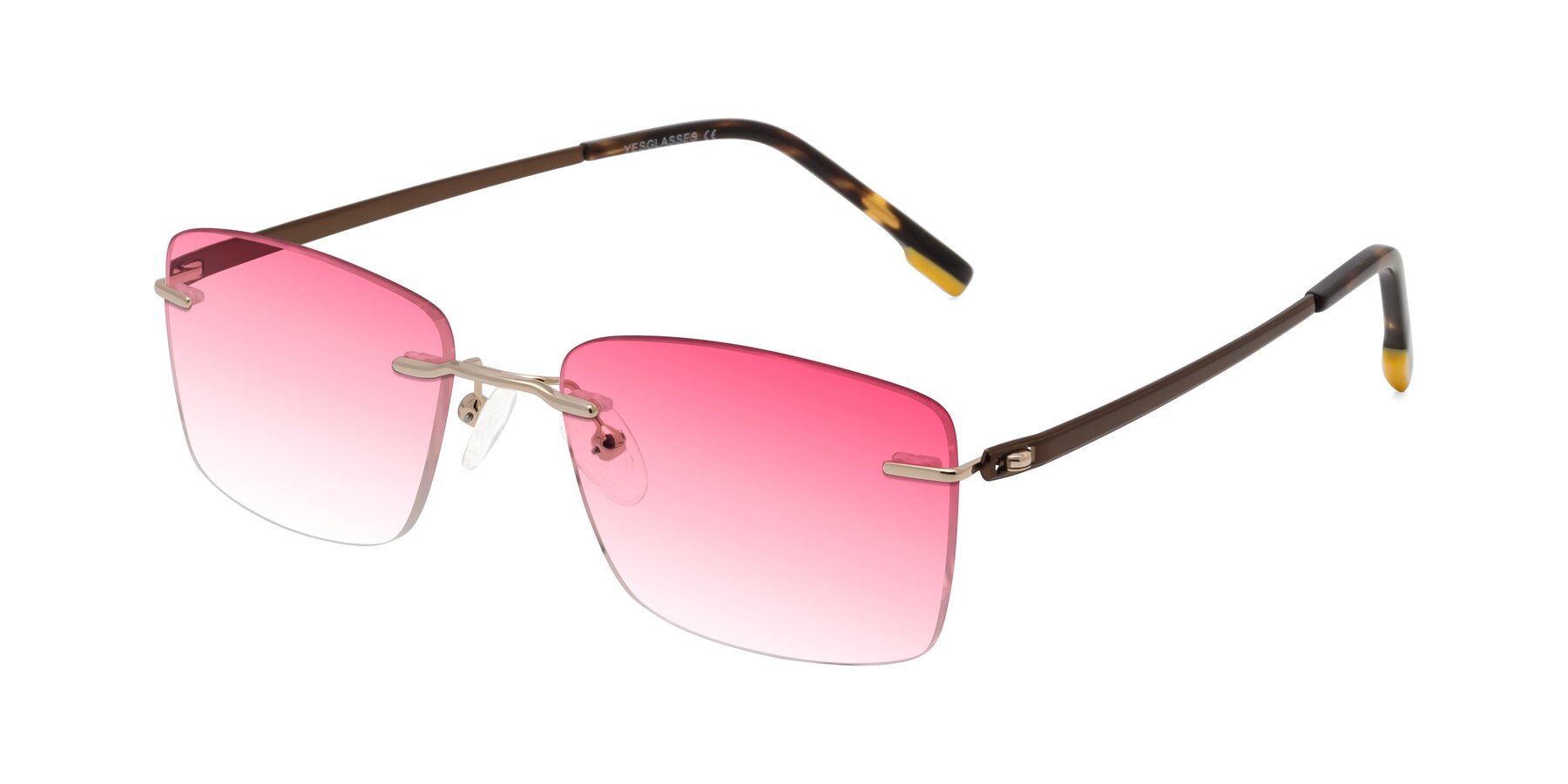 Angle of Yam in Gold-Brown with Pink Gradient Lenses