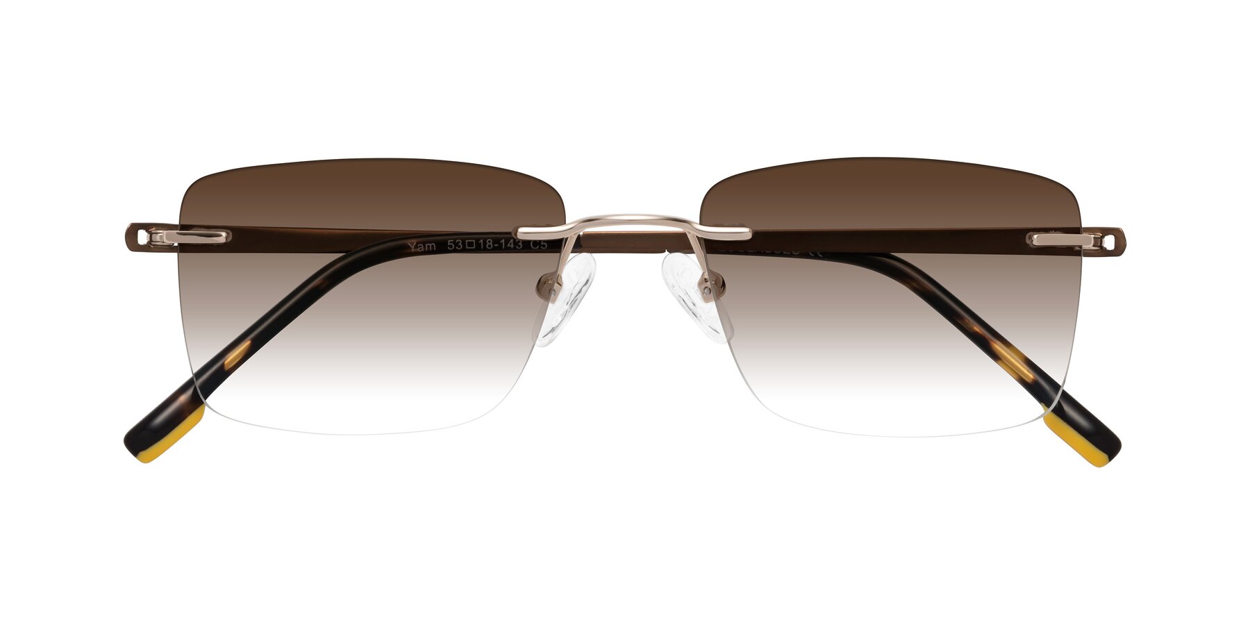 Folded Front of Yam in Gold-Brown with Brown Gradient Lenses