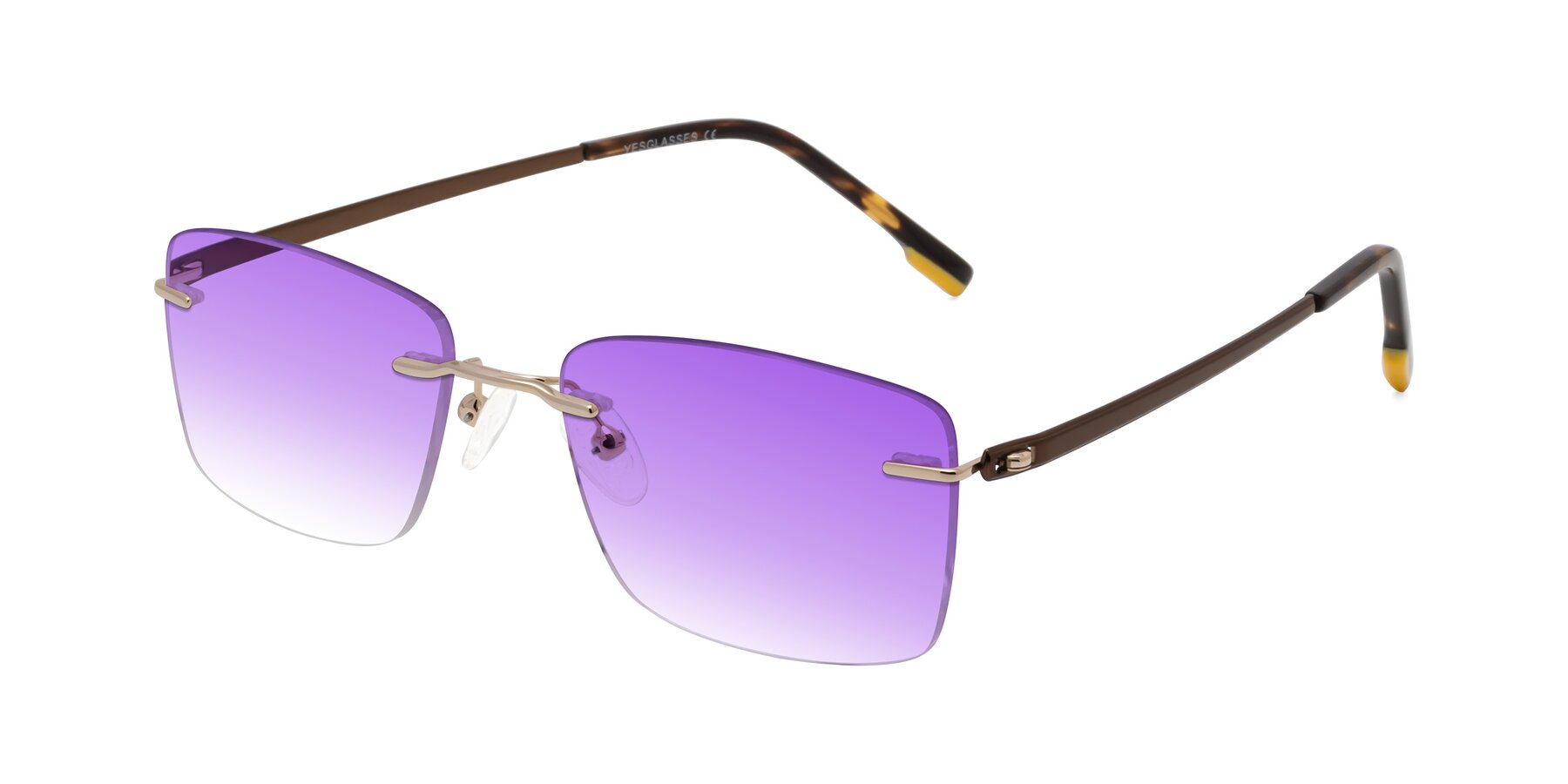 Angle of Yam in Gold-Brown with Purple Gradient Lenses