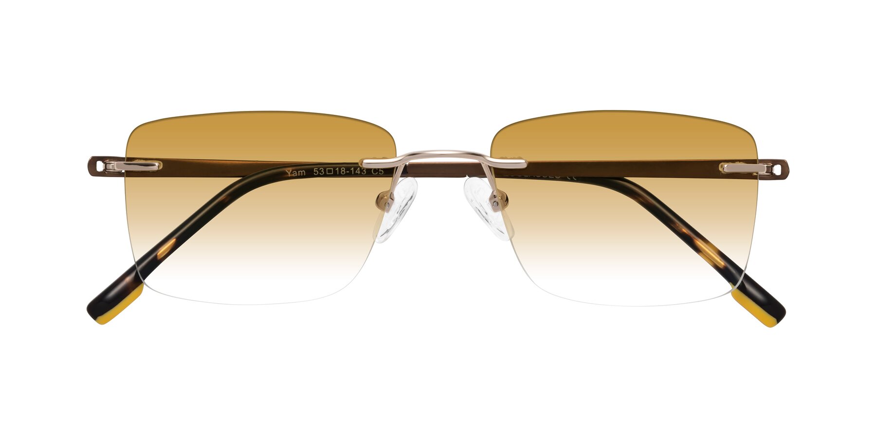 Folded Front of Yam in Gold-Brown with Champagne Gradient Lenses