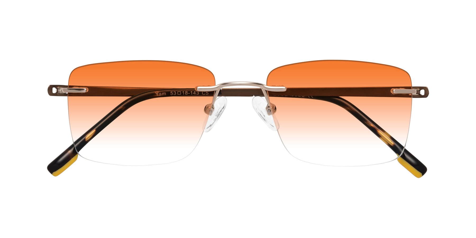 Folded Front of Yam in Gold-Brown with Orange Gradient Lenses