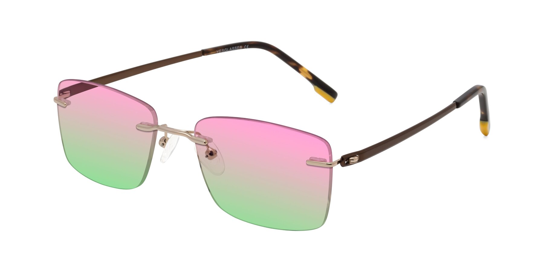 Angle of Yam in Gold-Brown with Pink / Green Gradient Lenses