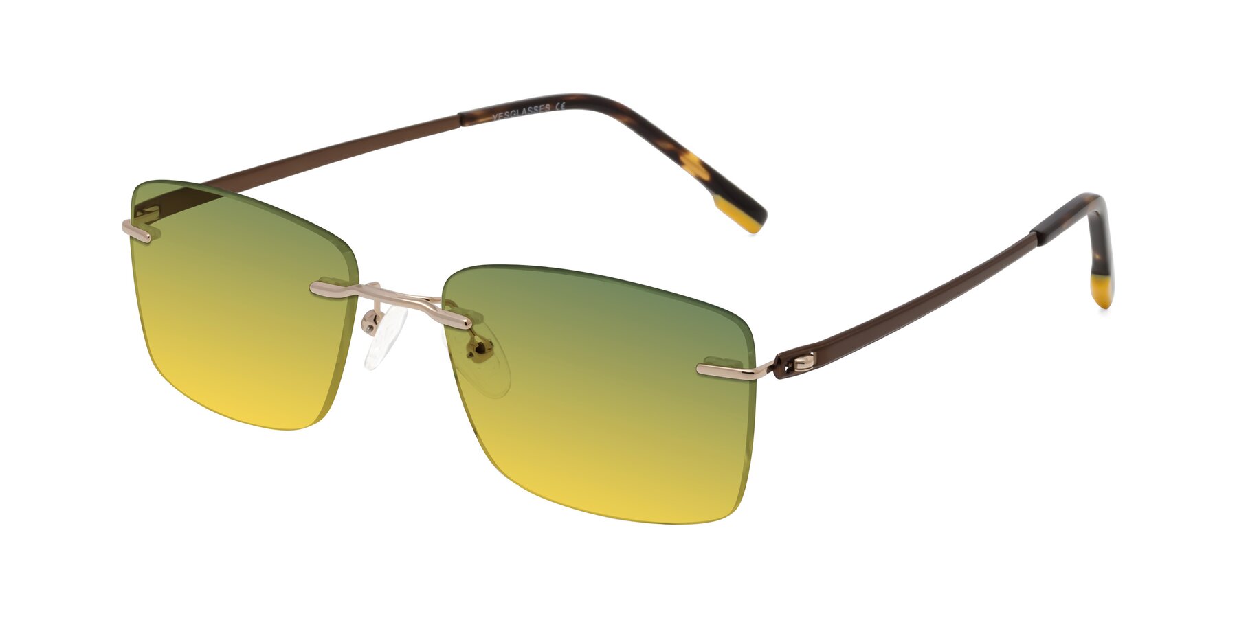 Angle of Yam in Gold-Brown with Green / Yellow Gradient Lenses