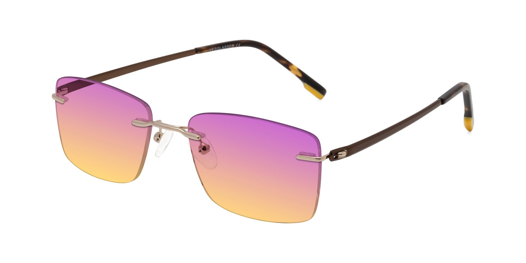 Angle of Yam in Gold-Brown with Purple / Yellow Gradient Lenses