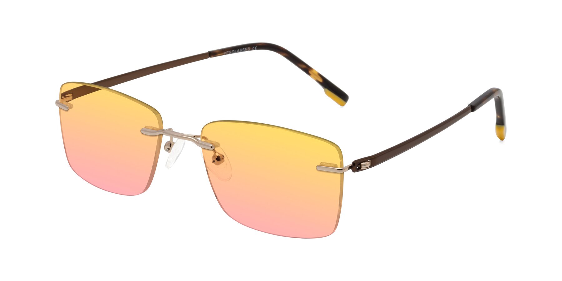 Angle of Yam in Gold-Brown with Yellow / Pink Gradient Lenses