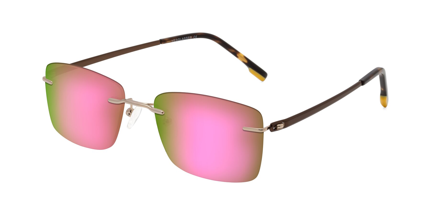 Angle of Yam in Gold-Brown with Pink Mirrored Lenses