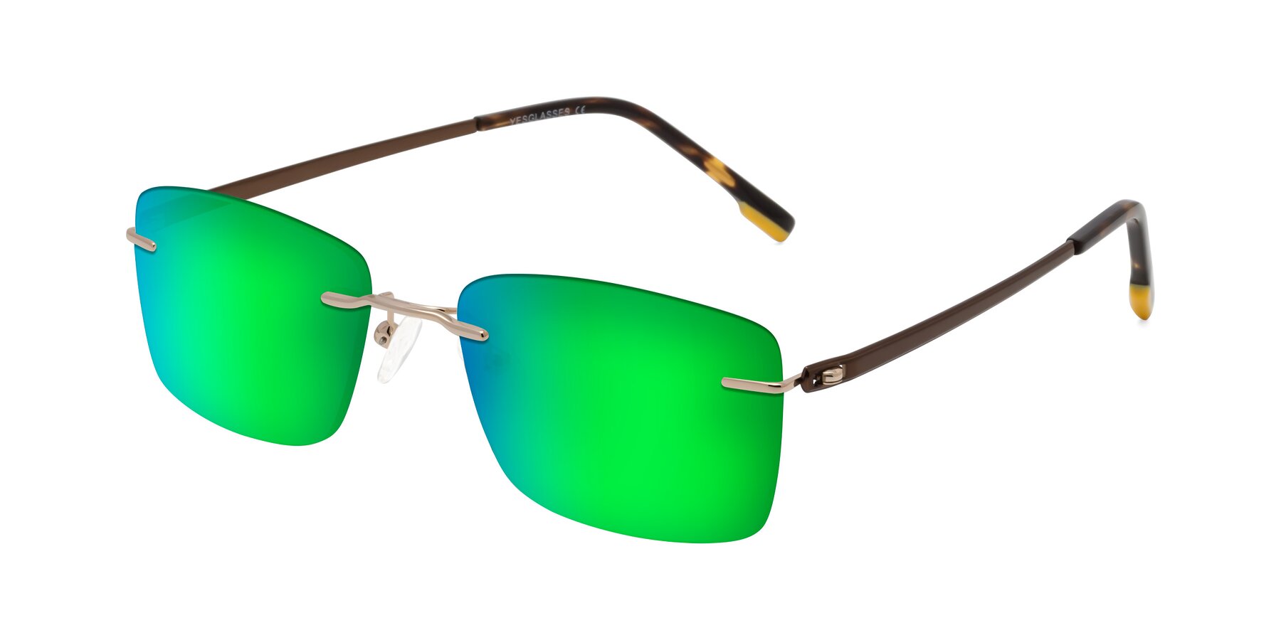 Angle of Yam in Gold-Brown with Green Mirrored Lenses